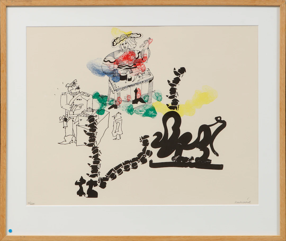 CARL FREDRIK REUTERSWÄRD. Komposition med figurer, färglitografi