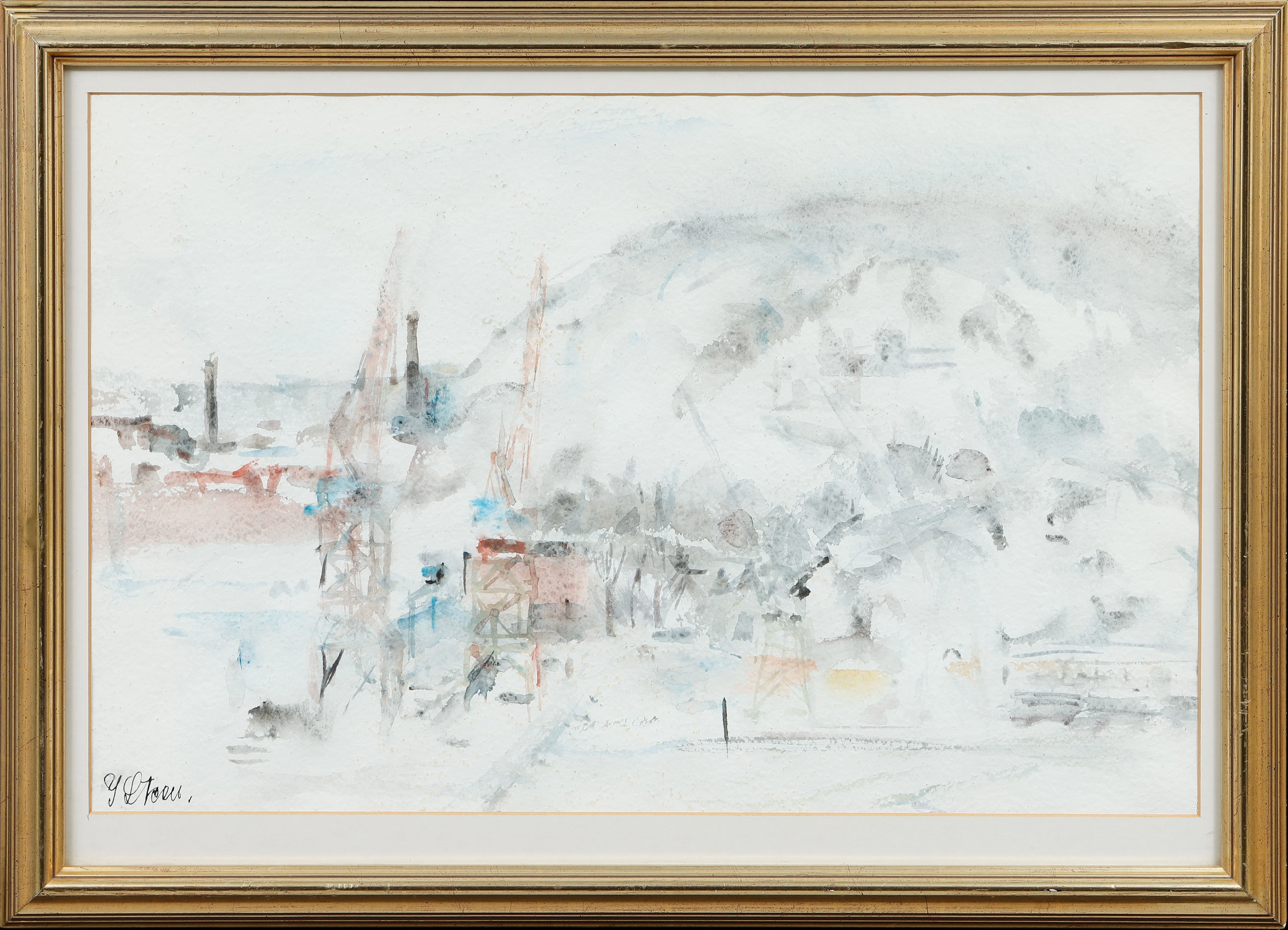 YNGVE STEEN. "Morgon Ramberget", akvarell, signerad.