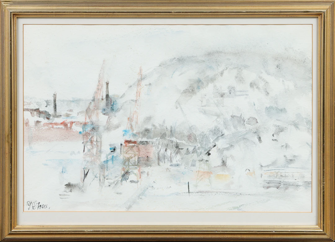 YNGVE STEEN. "Morgon Ramberget", akvarell, signerad.