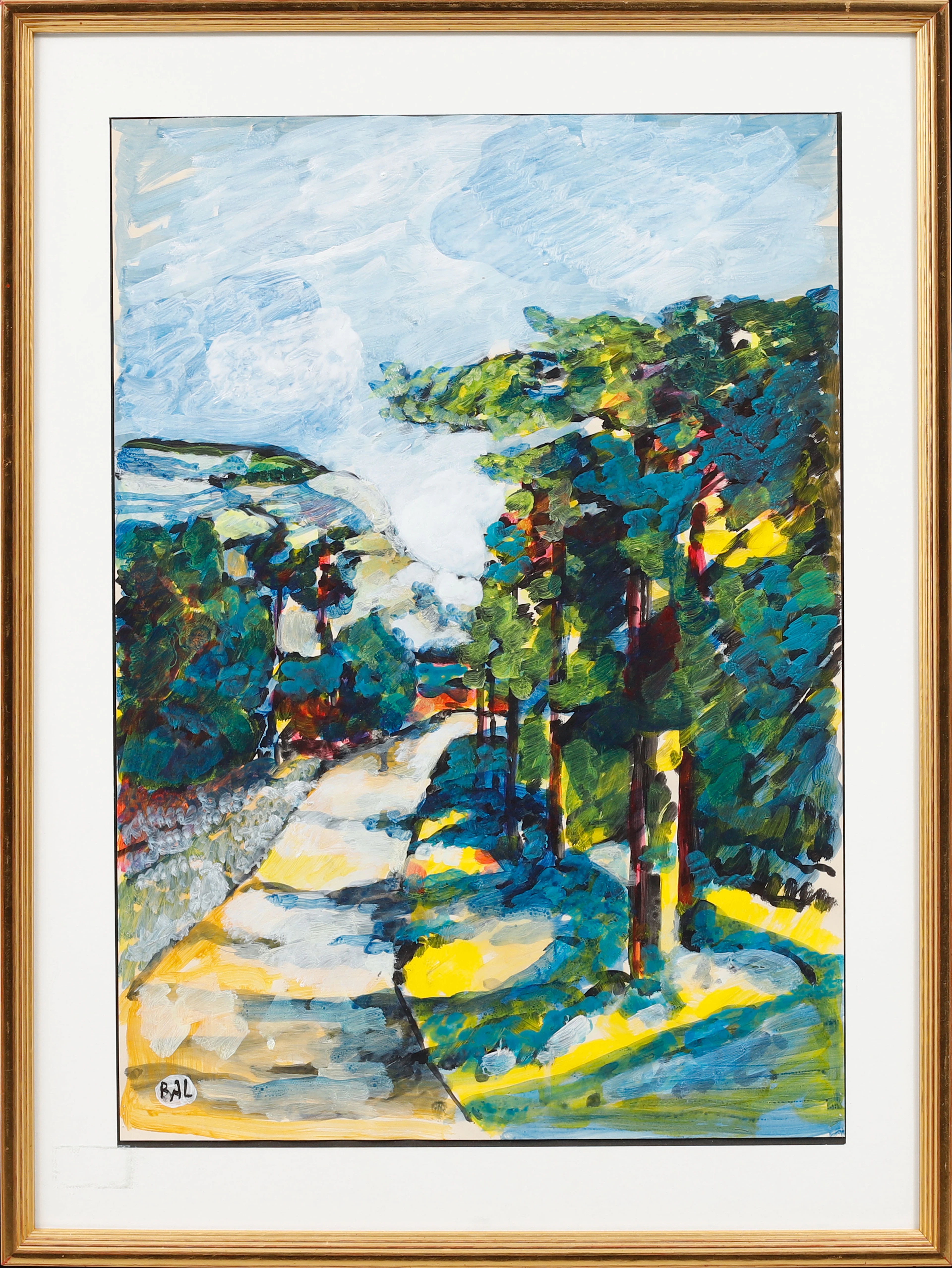 BENGT ARNE LINDEROS. Landskap med träd, gouache, signerad.
