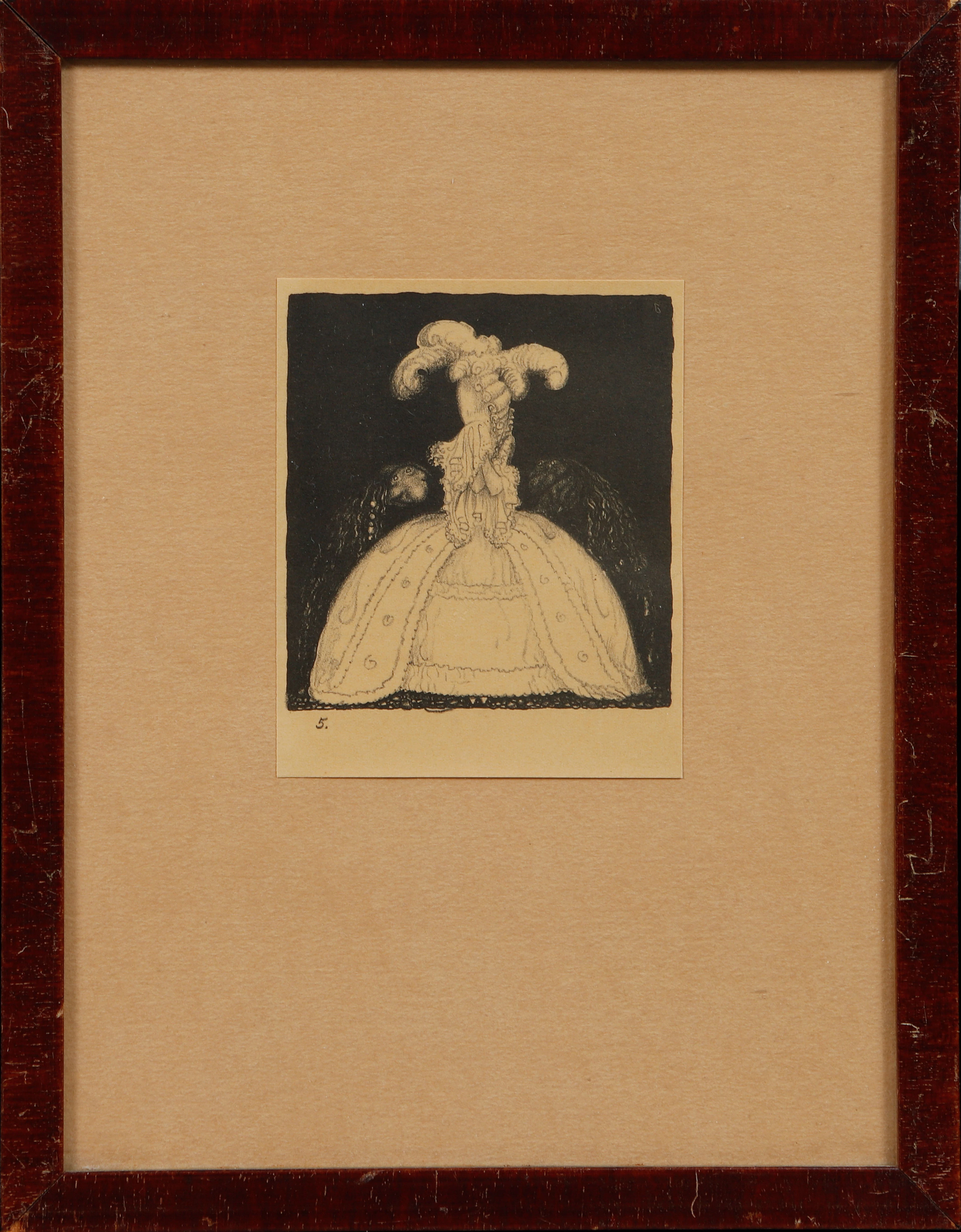 JOHN BAUER. "TVÅ FRIARE", litografi, no 5 ur boken "Troll", Ernst