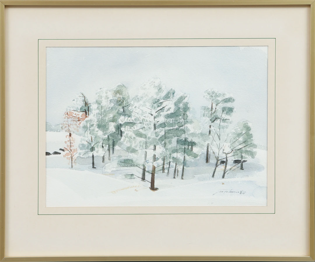 JAN FALKMAN. "Rimfrostdag", akvarell, signerad och daterad 80.