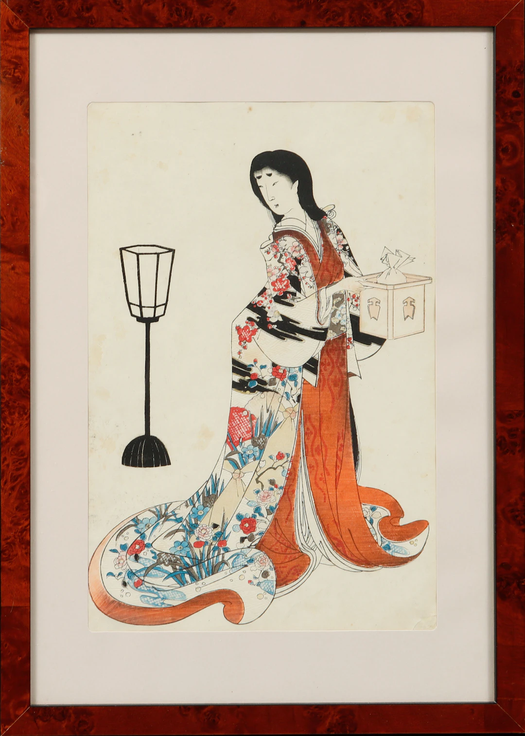 TOYOHARA CHIKANOBU. "Setsubun" träsnitt, triptyk, Japan, 18/1900-tal.