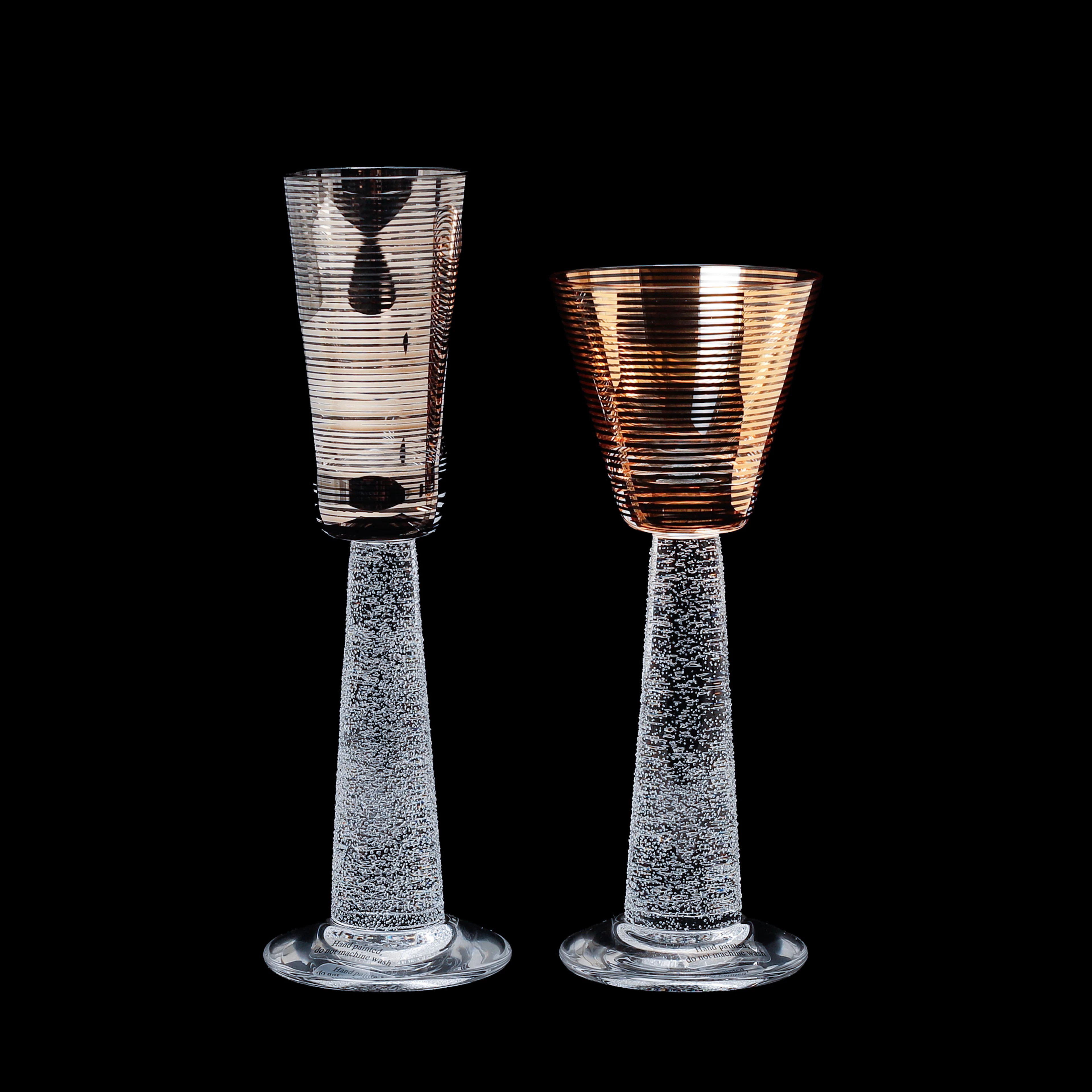ERIKA LAGERBIELKE. Snapsglas, 2 stycken "Mitt och ditt", Orrefors.