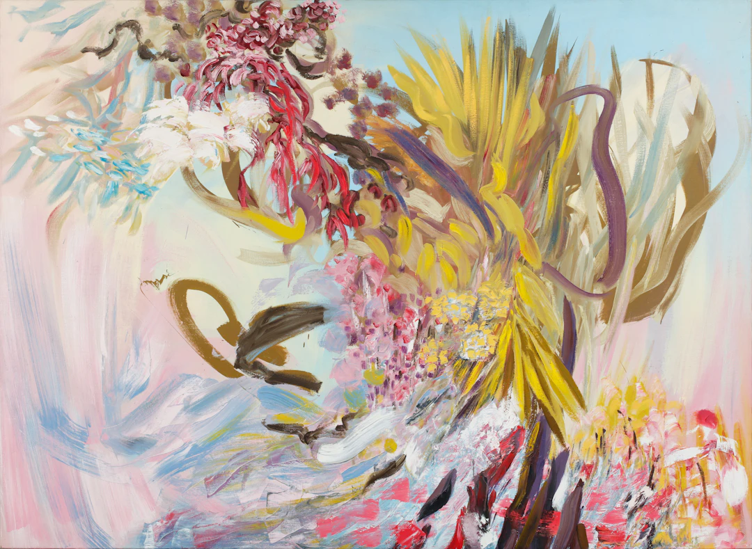 ANN SHOSTROM. "...death had blossomed...", olja på duk, signerad a tergo.