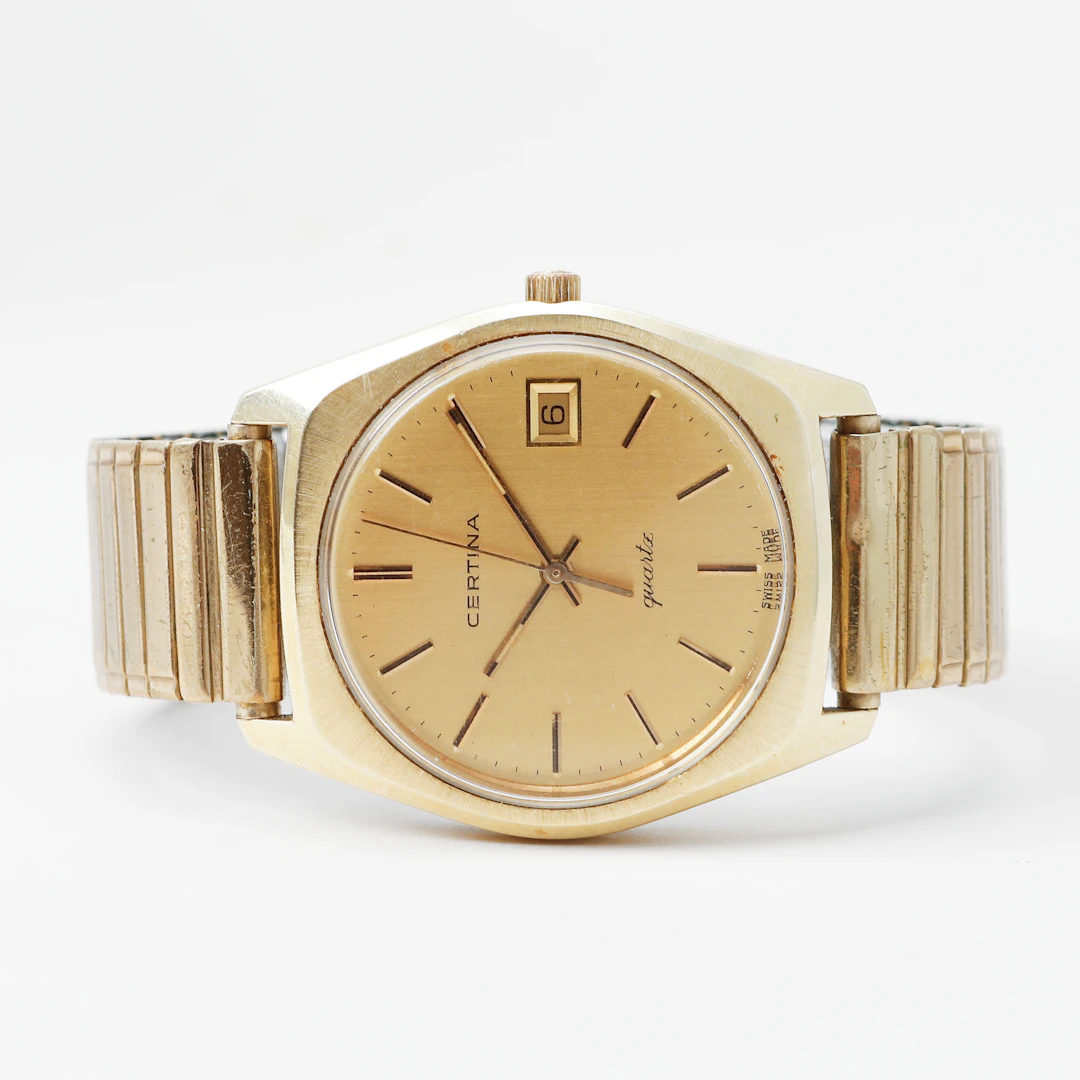 ARMBANDSUR, Certina, guld på stål, quartz, 1970/80-tal.