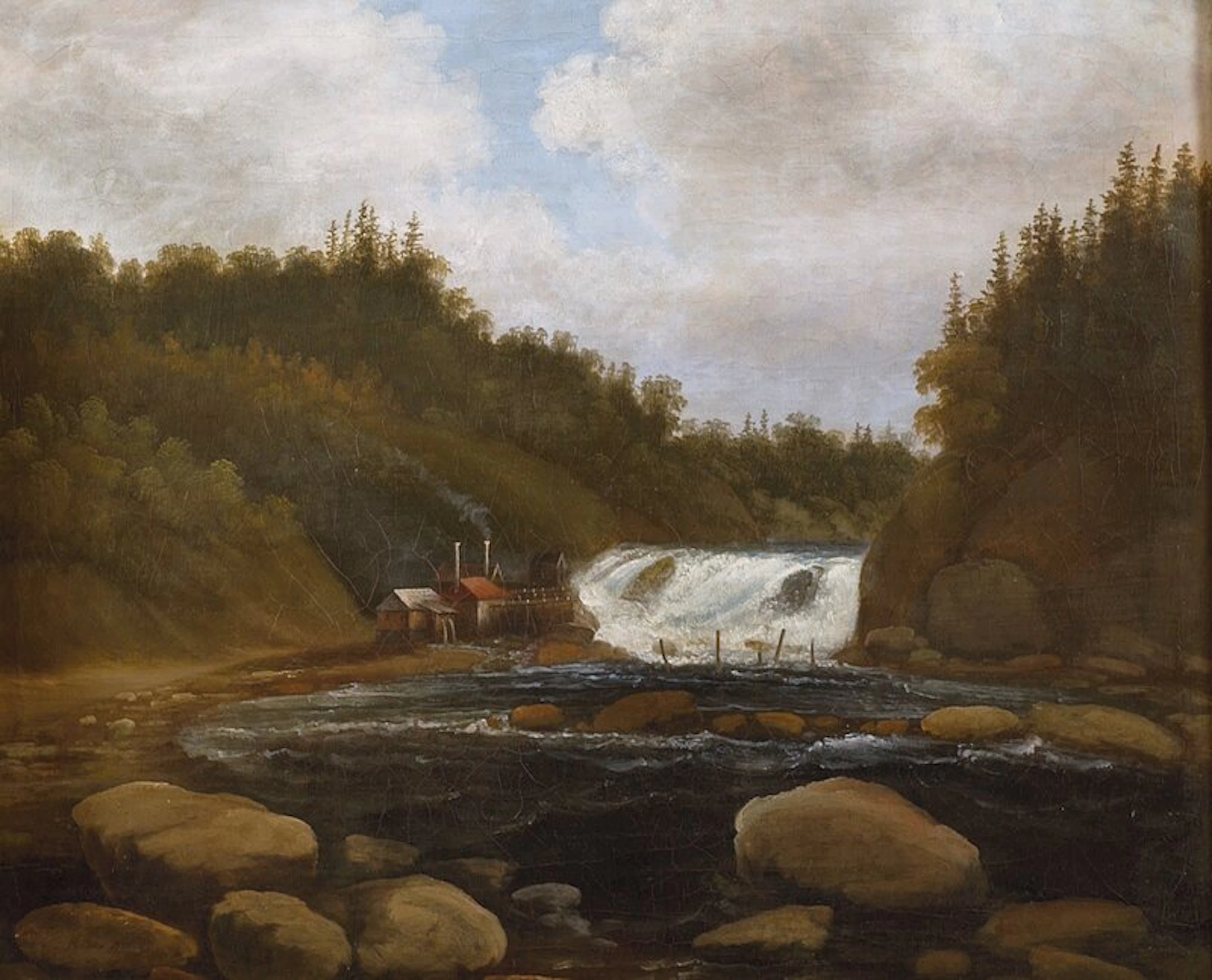 Landskap med sag og fossestryk 1840 - Balke, Peder(1804-1887)
