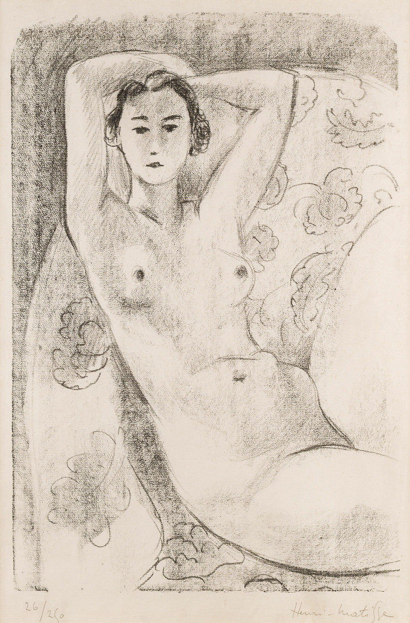 Nu assis dans un fauteuil au décor fleuri - Matisse, Henri(1869-1954)