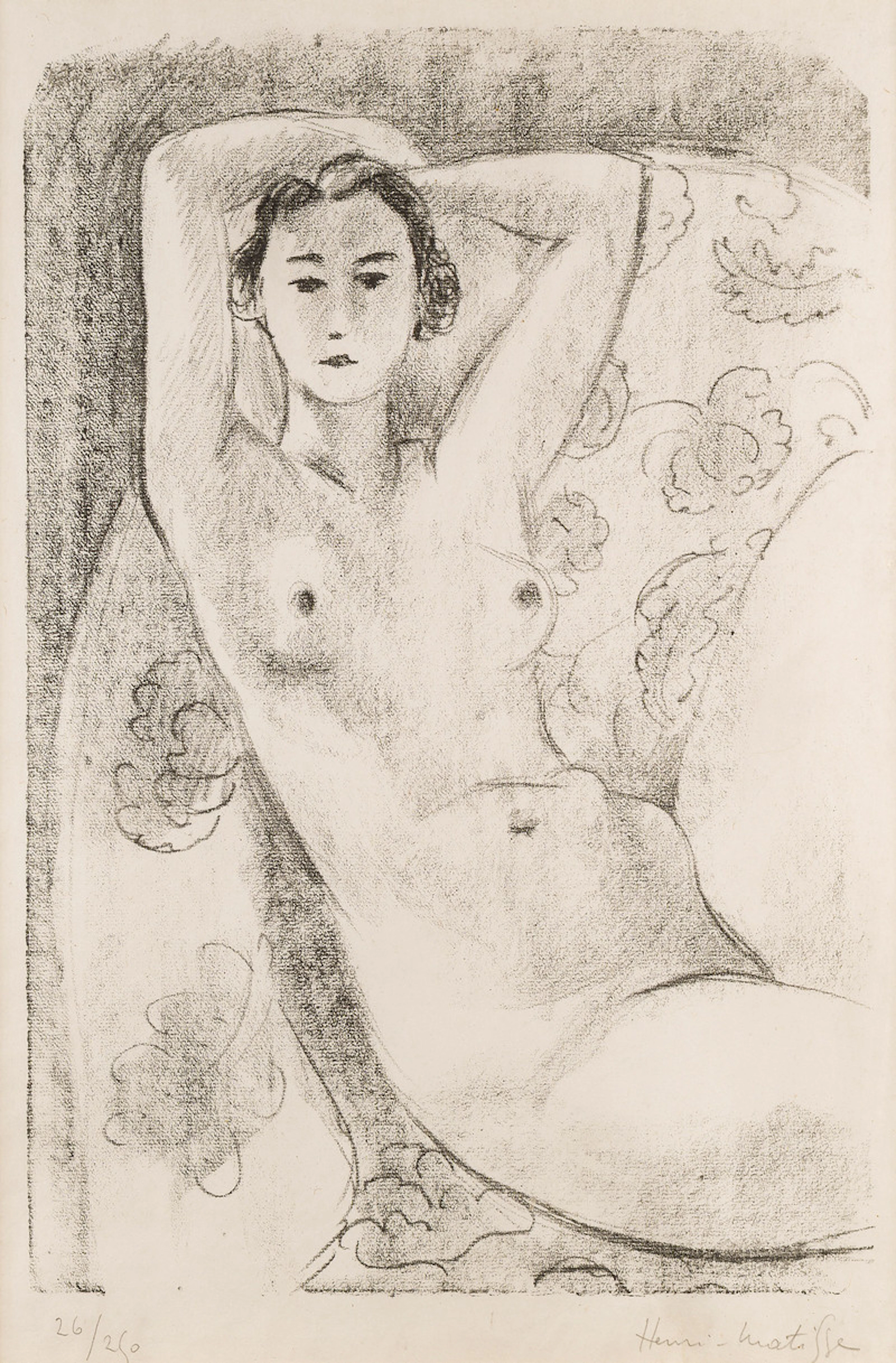 Nu assis dans un fauteuil au décor fleuri - Matisse, Henri(1869-1954)