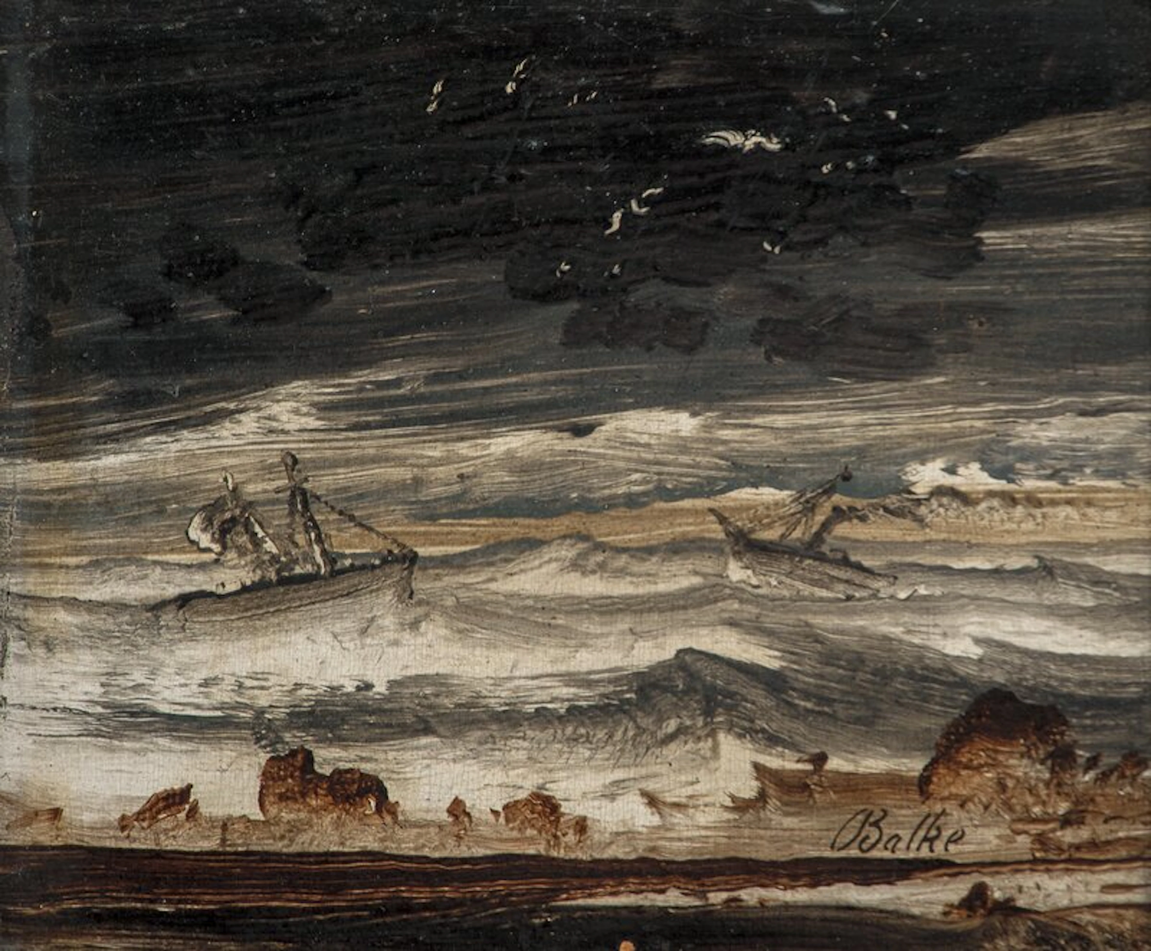 Boats in Rough Sea - Balke, Peder(1804-1887)