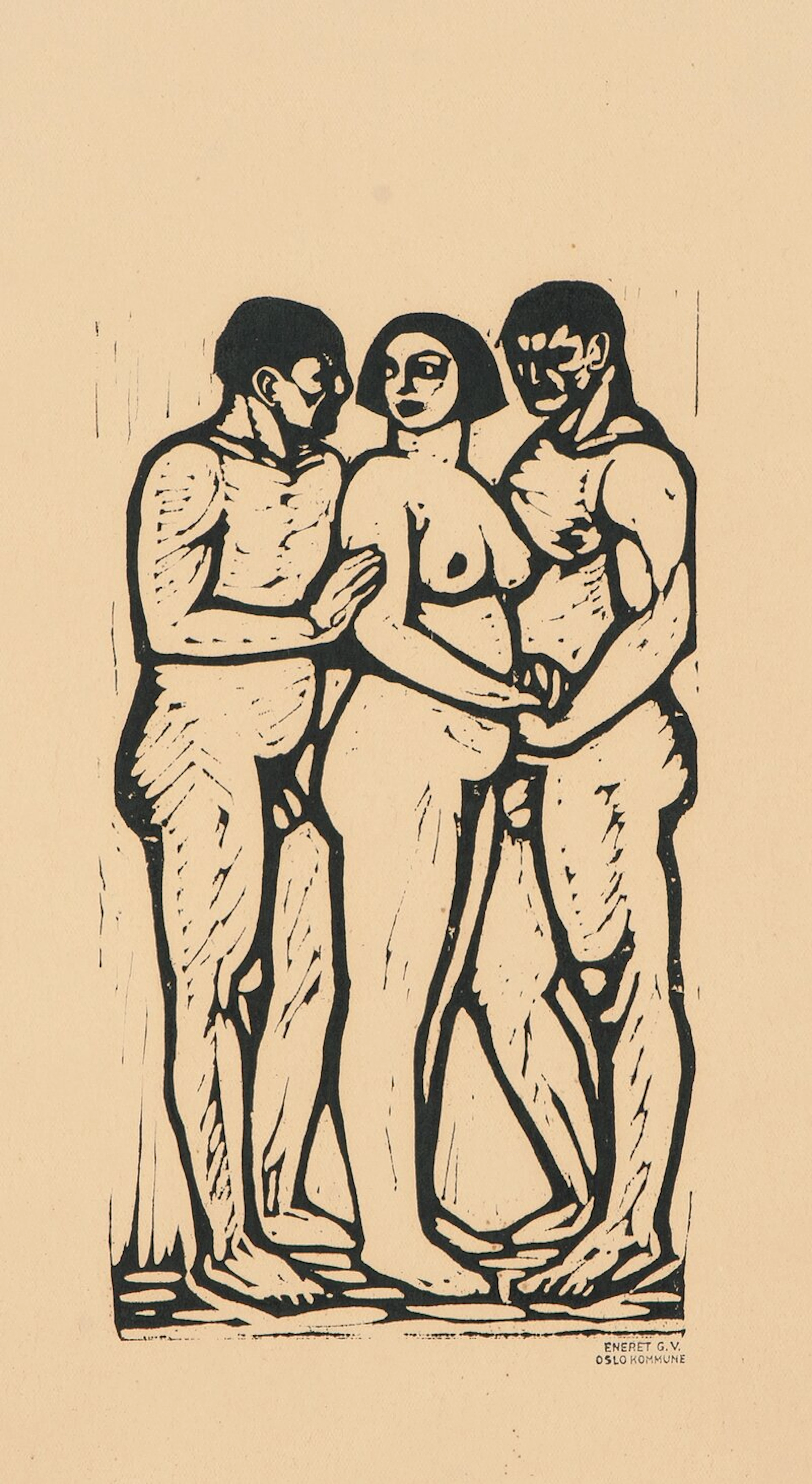 Kvinne mellom to menn - Vigeland, Gustav(1869-1943)