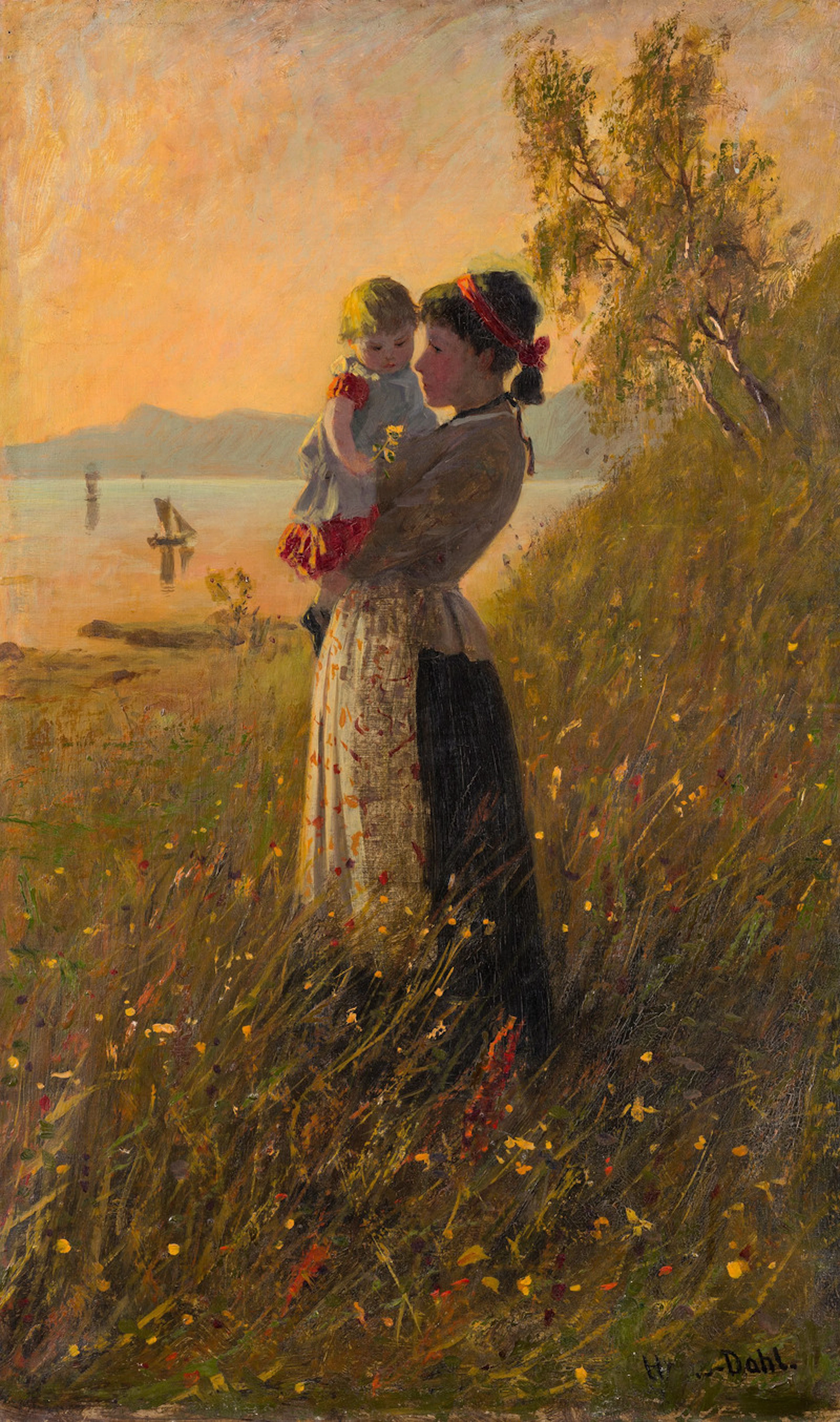 Kvinne med barn - Dahl, Hans(1849-1937)