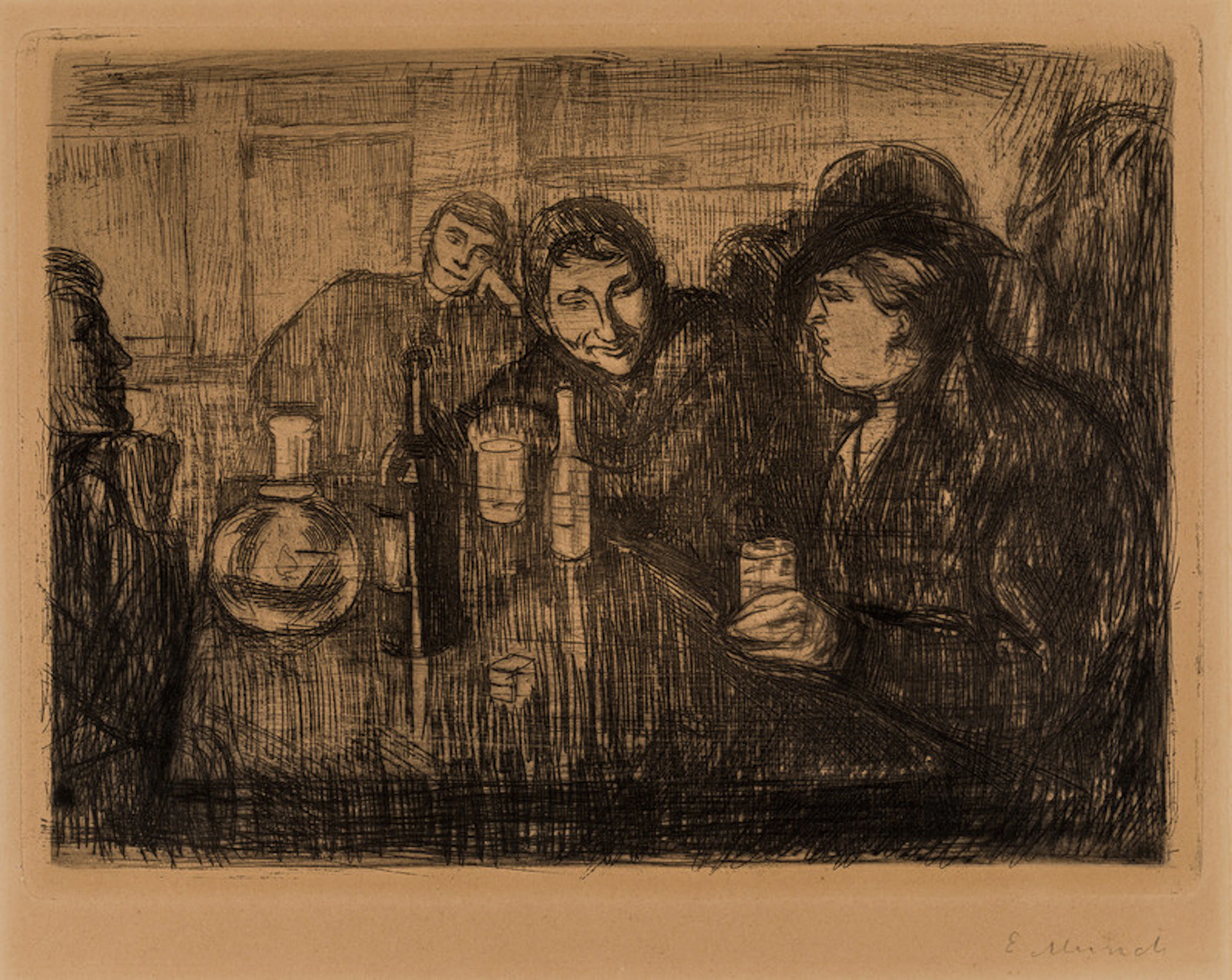 Kristiania Bohemians I (1895) - Munch, Edvard(1863-1944)