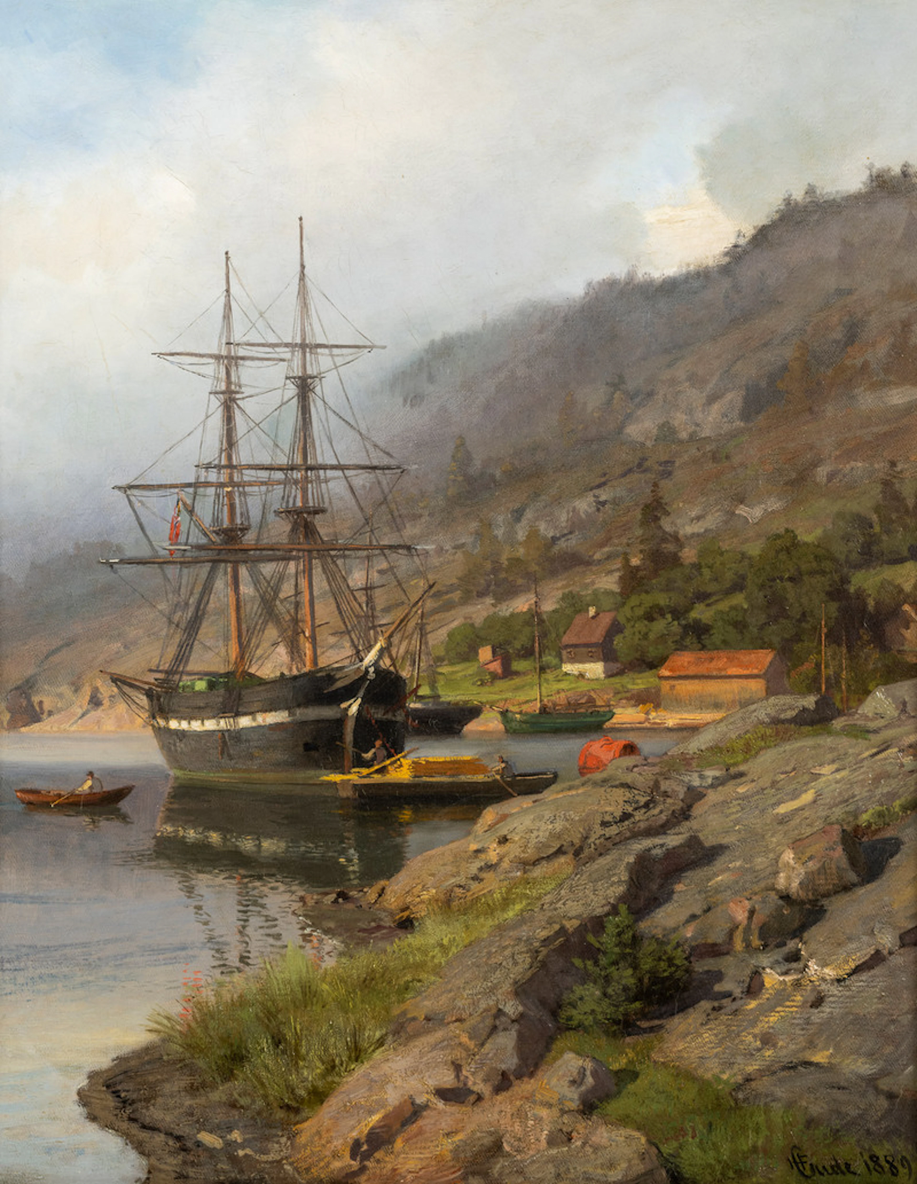 Ship with Scenes of Everyday Life 1889 - Gude, Hans Fredrik(1825-1903)