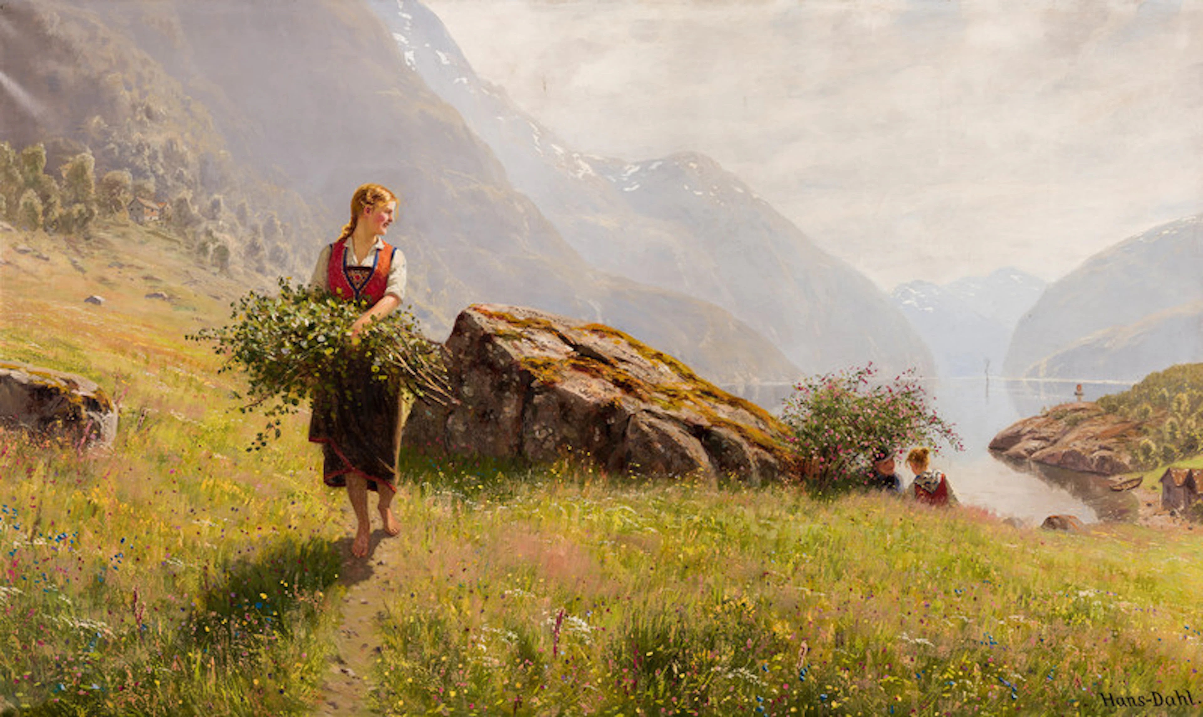 Behind the Rose Bush - Dahl, Hans(1849-1937)