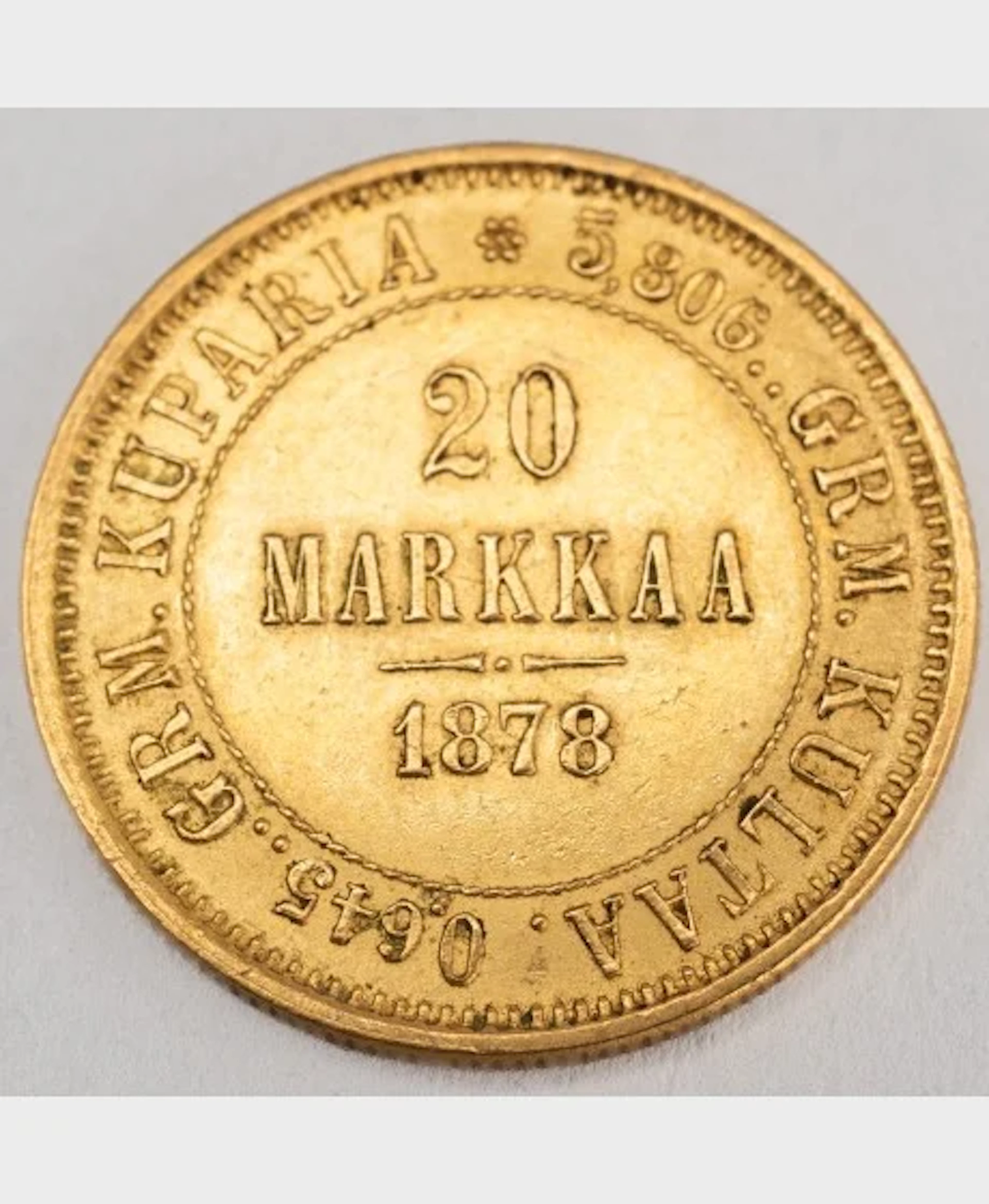 Kultaraha, Suomi 20 mk 1878