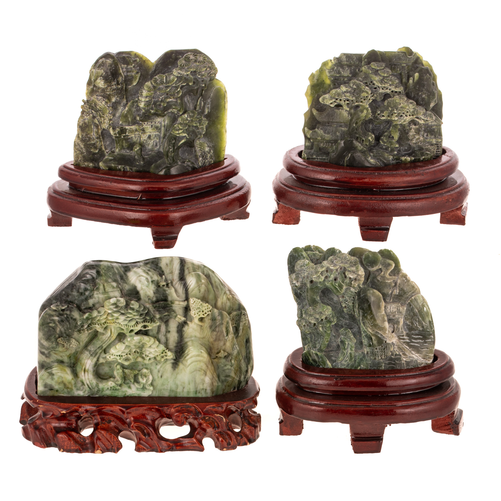 Four Chinese Carved Jade Landscapes