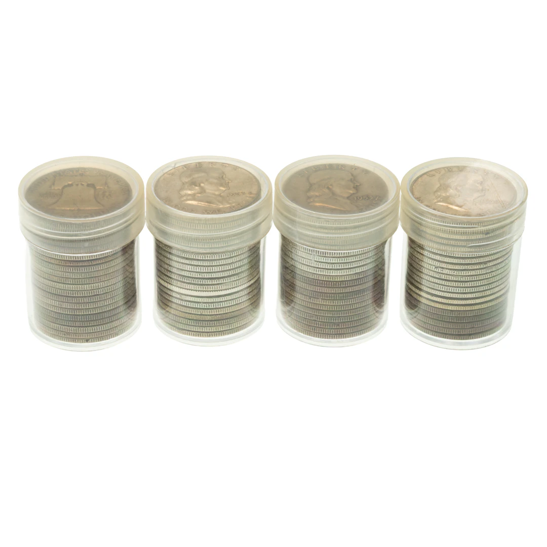 Four Rolls of Franklin Halves 1949-1953