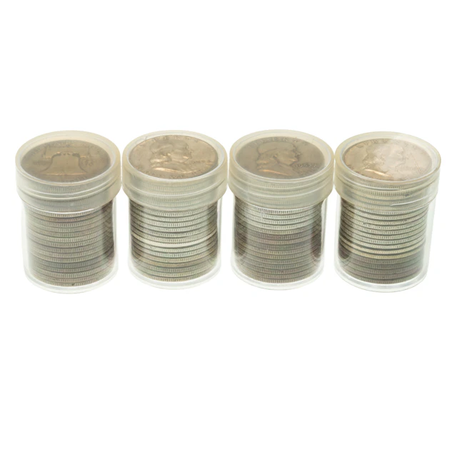 Four Rolls of Franklin Halves 1949-1953