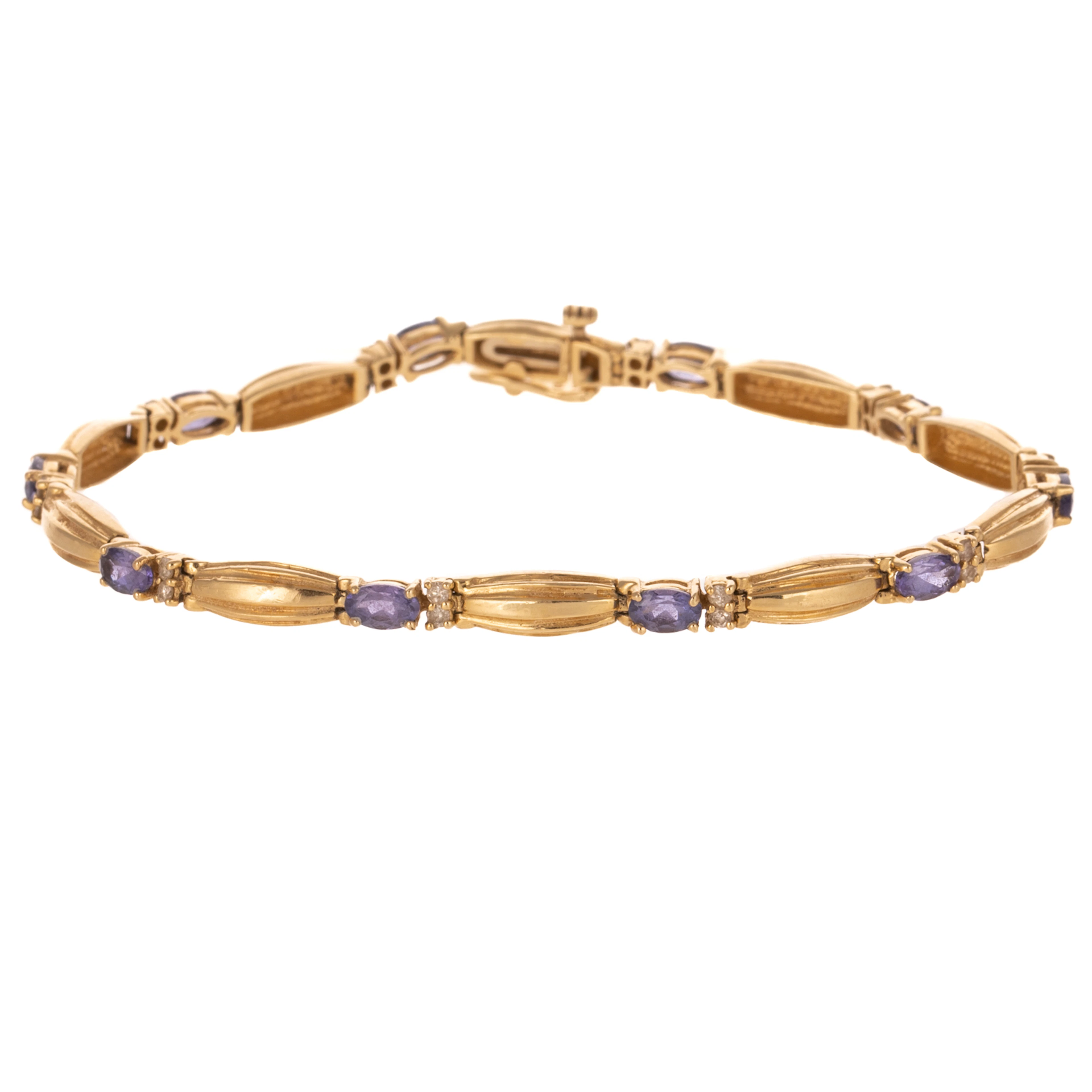 A Tanzanite & Diamond Link Bracelet in 14K