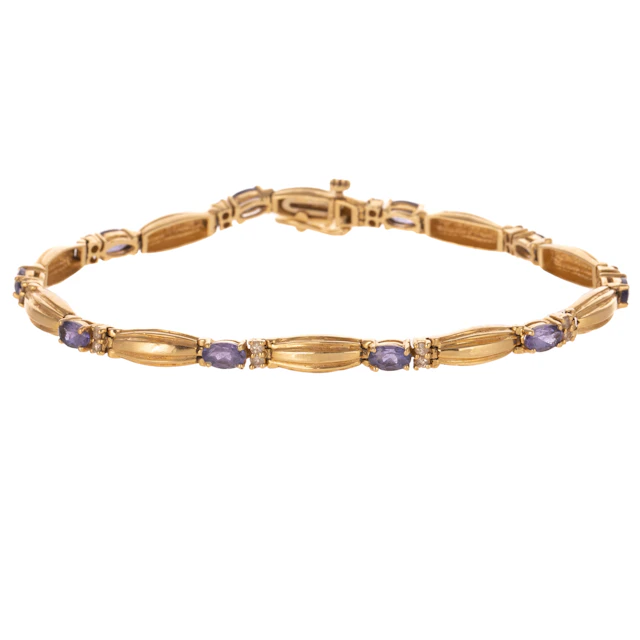 A Tanzanite & Diamond Link Bracelet in 14K