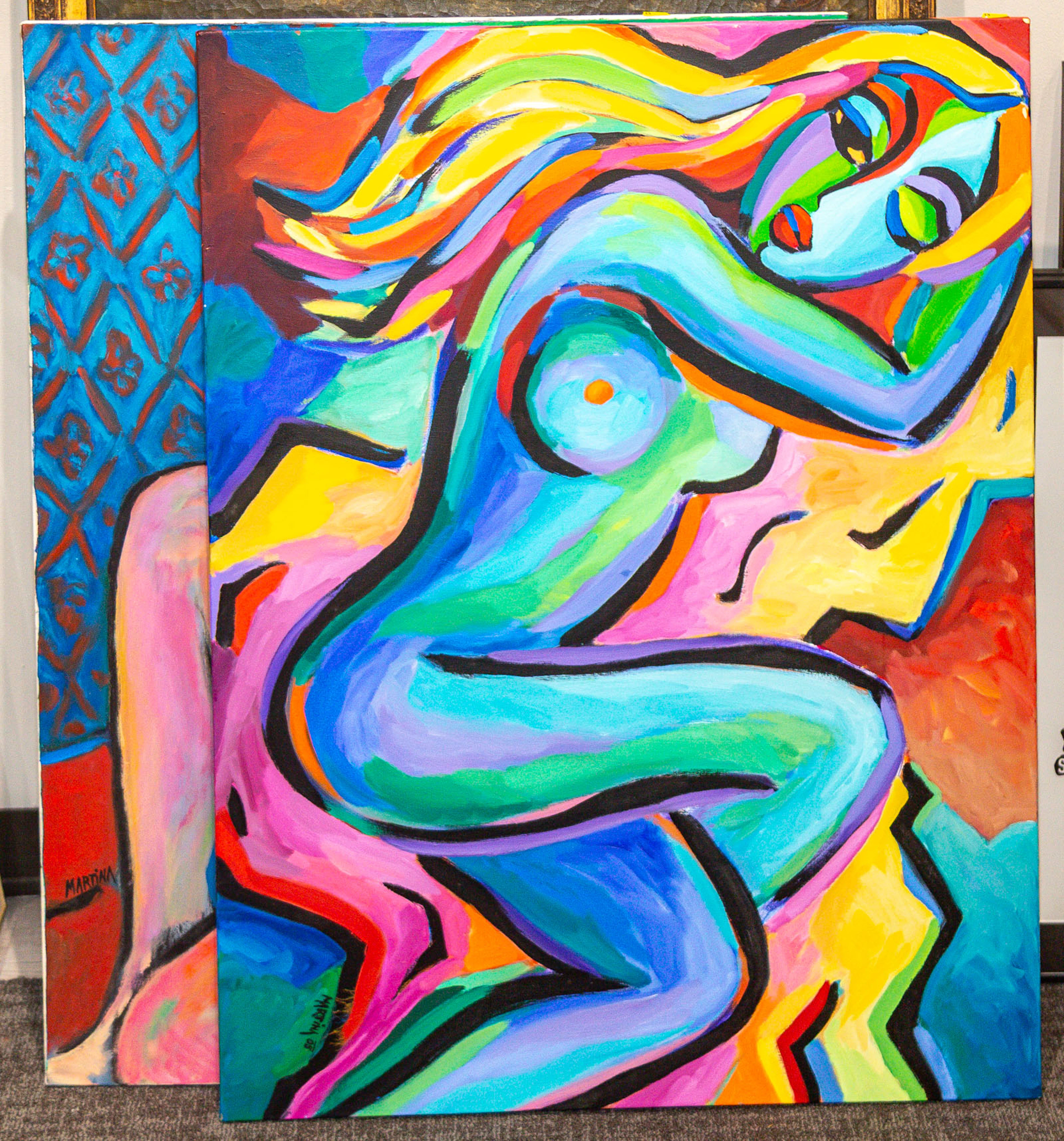 Martina Shapiro. Two Expressionist Nudes, oil