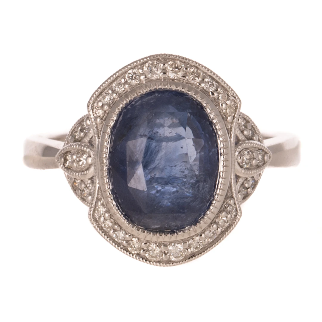 A GIA Ceylon Sapphire & Diamond Ring in Platinum
