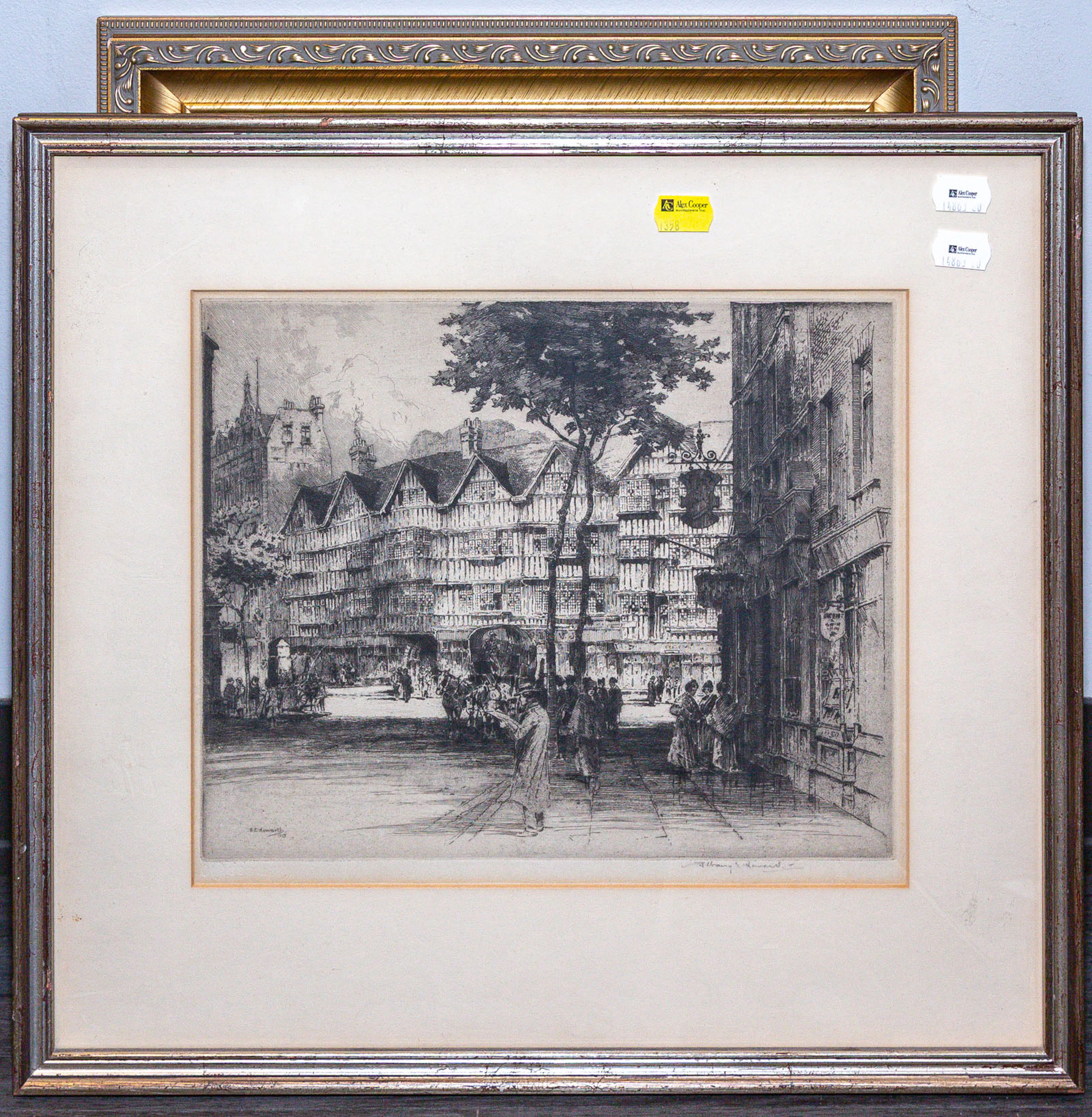 A.E. Howarth. Street Scene, etching