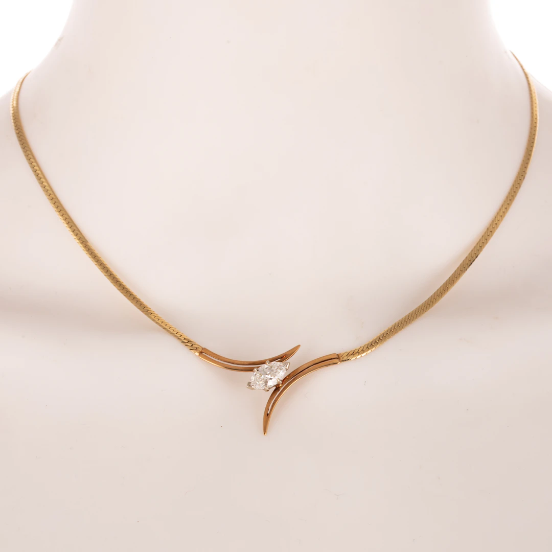 A 1.20 ct Diamond Bypass Necklace in 14K