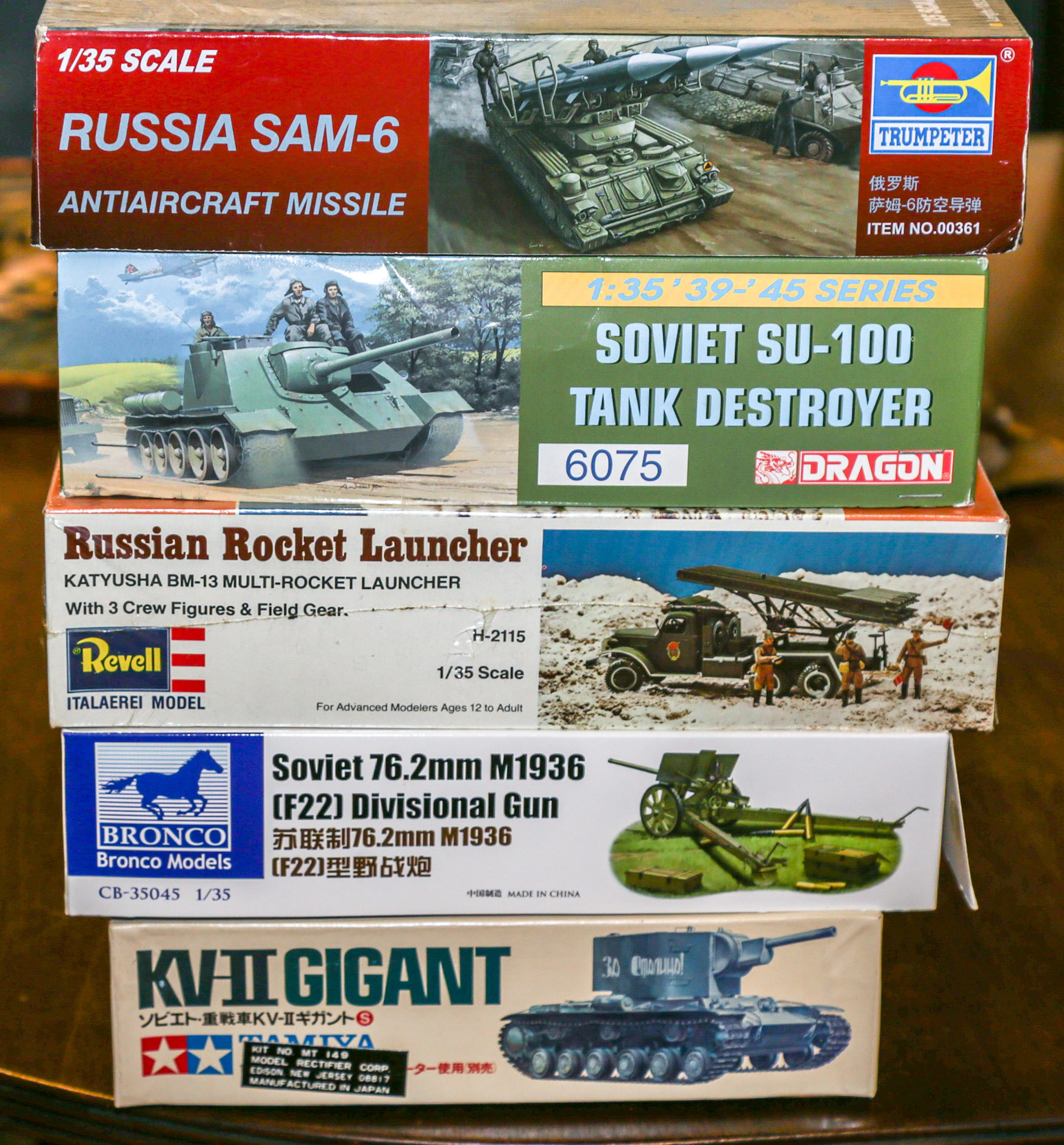 Five Russian Military Model Kits