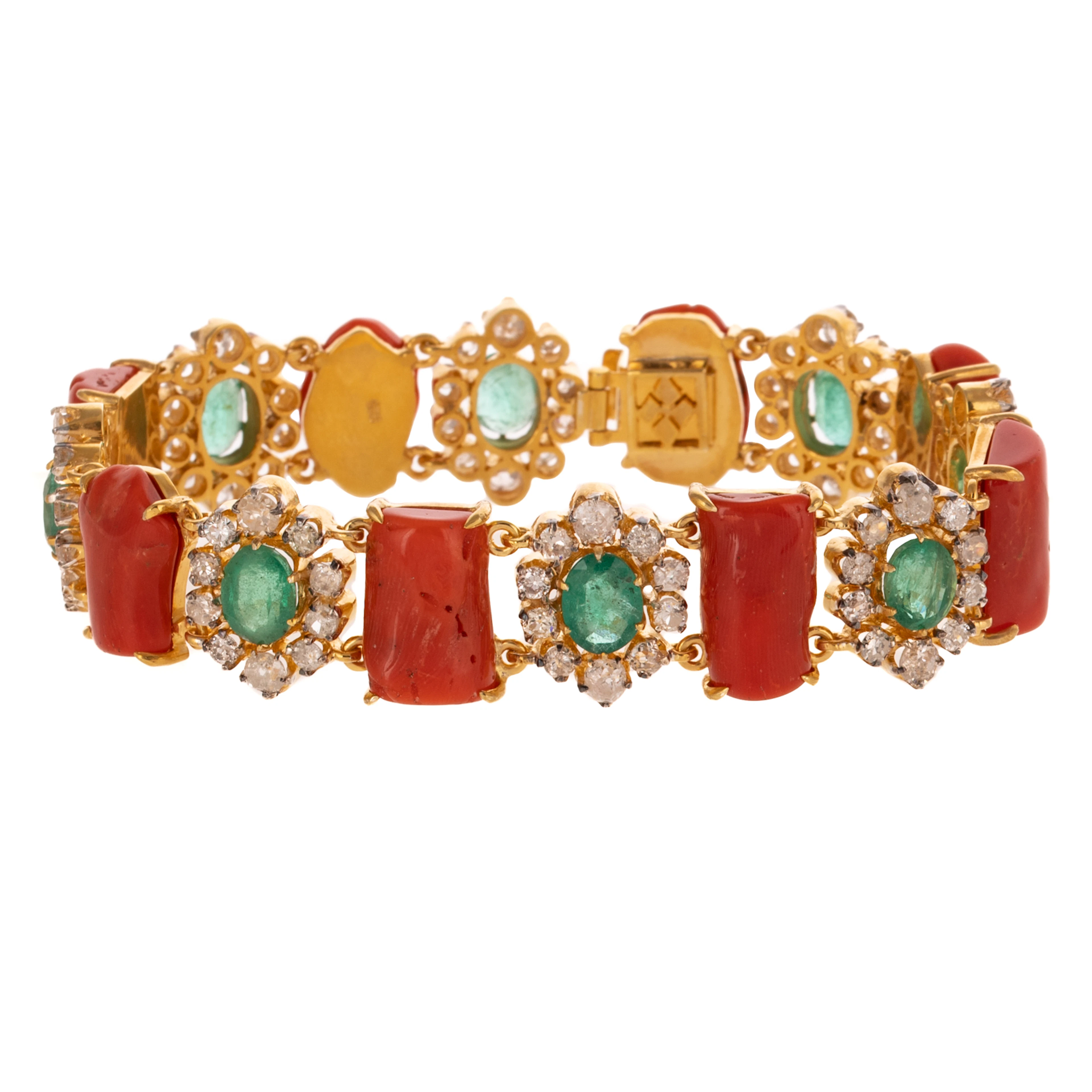 An Emerald, Diamond & Coral Bracelet