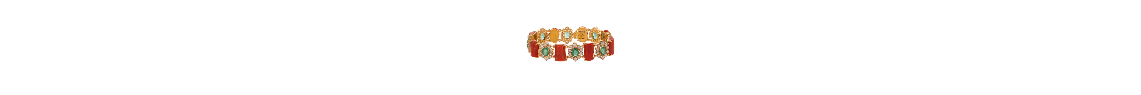 An Emerald, Diamond & Coral Bracelet