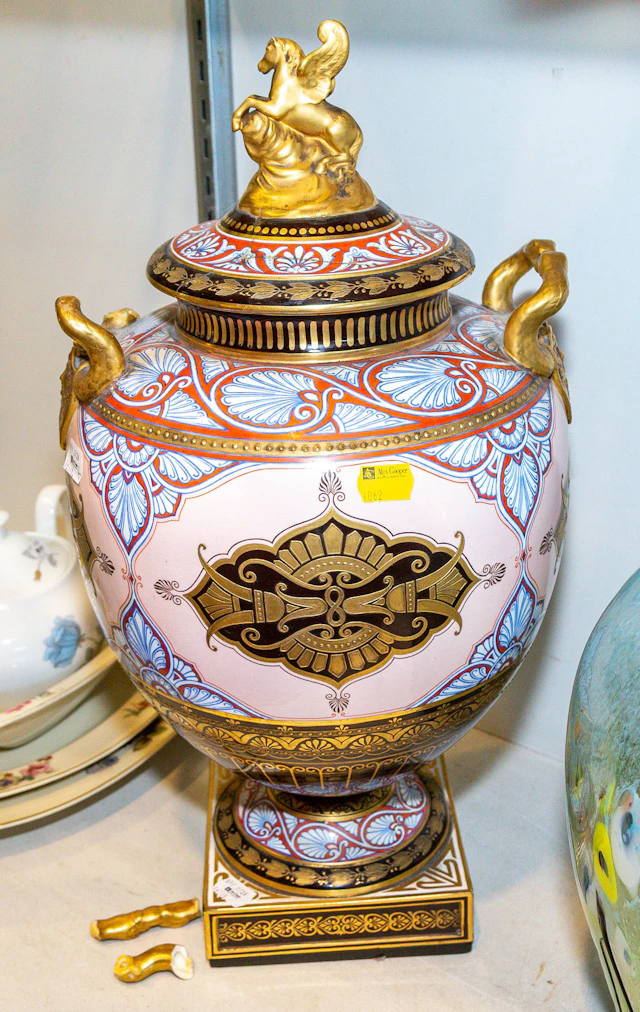 An Etruscan Revival Painted & Gilt Porcelain Urn