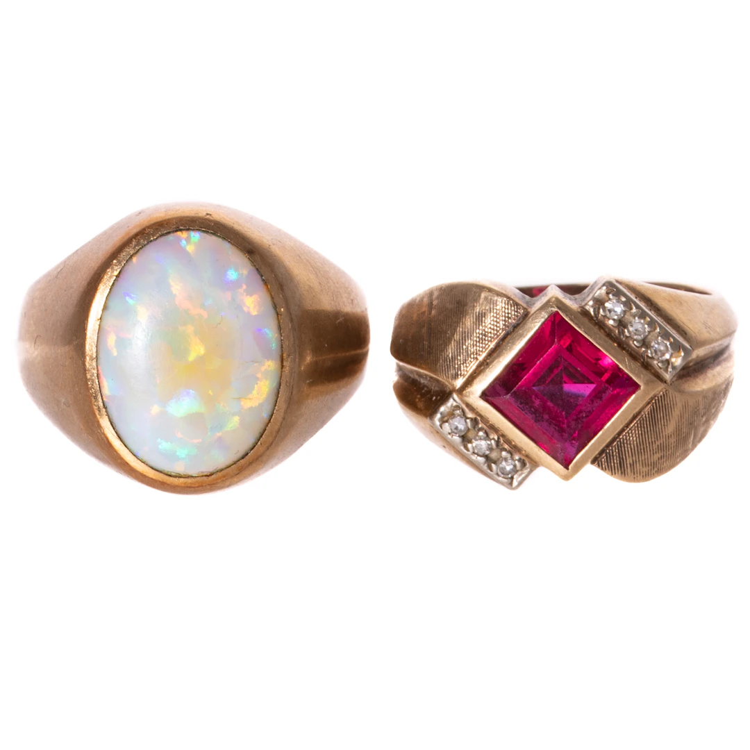 Two Gemstone Rings in 10K