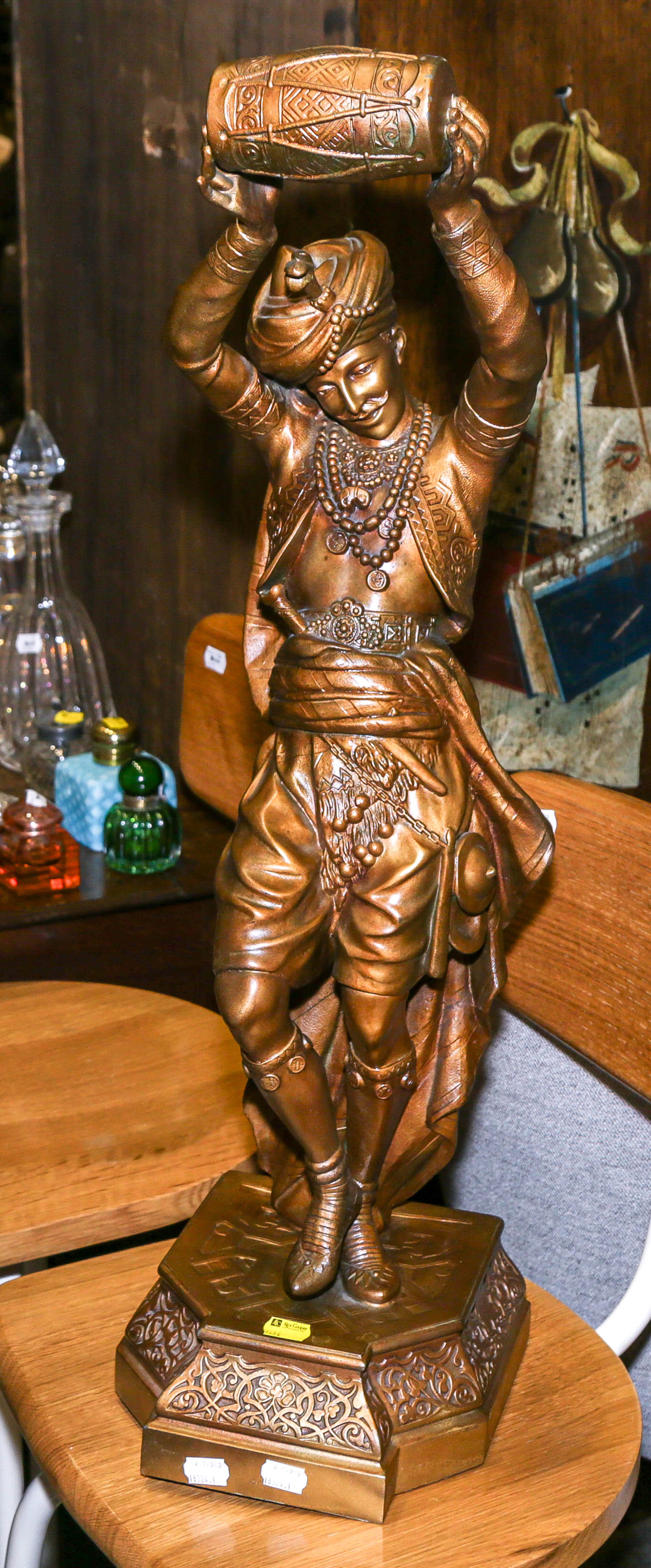 A Patinated Metal Figure of a Turkish Musician