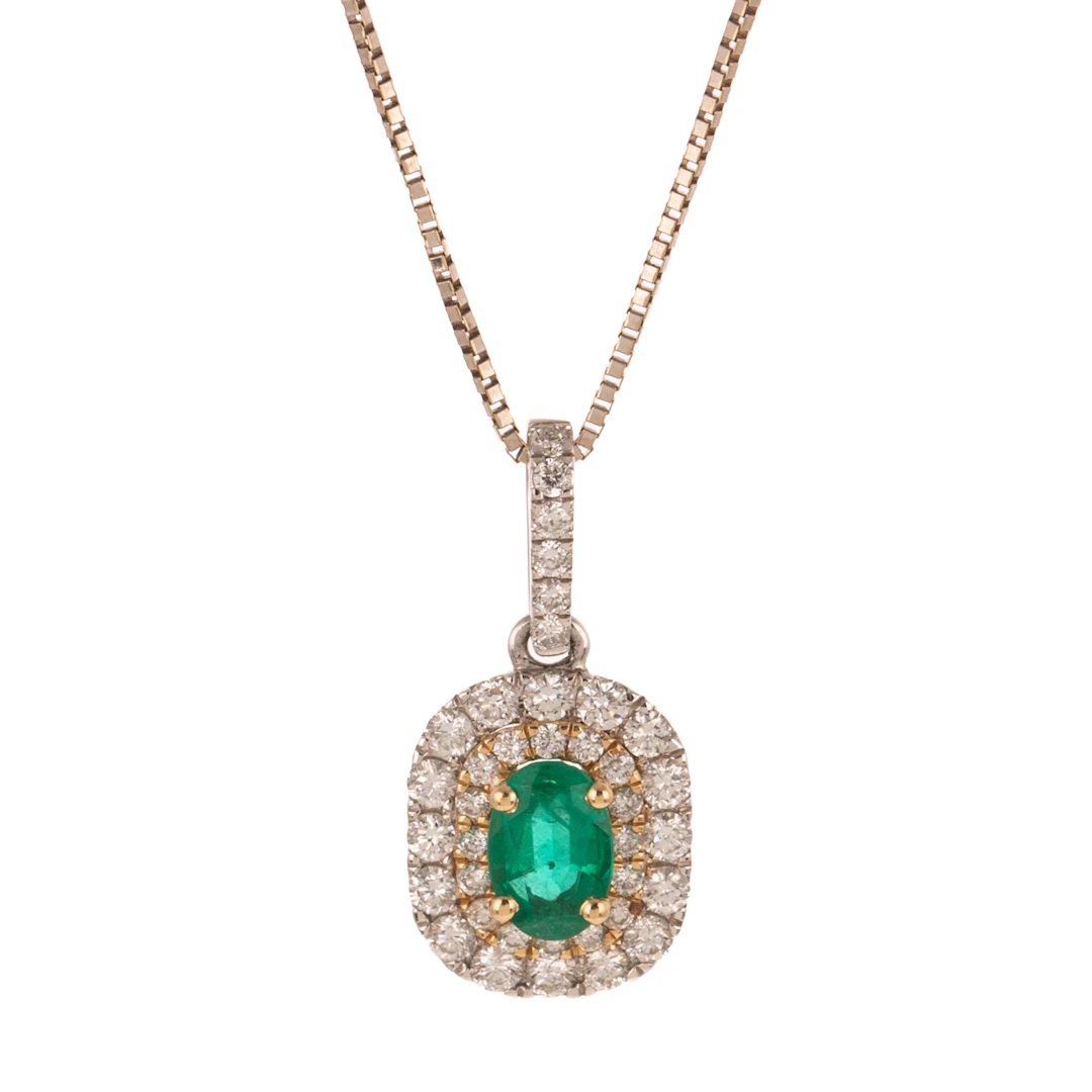 An Emerald & Diamond Pendant in 14K