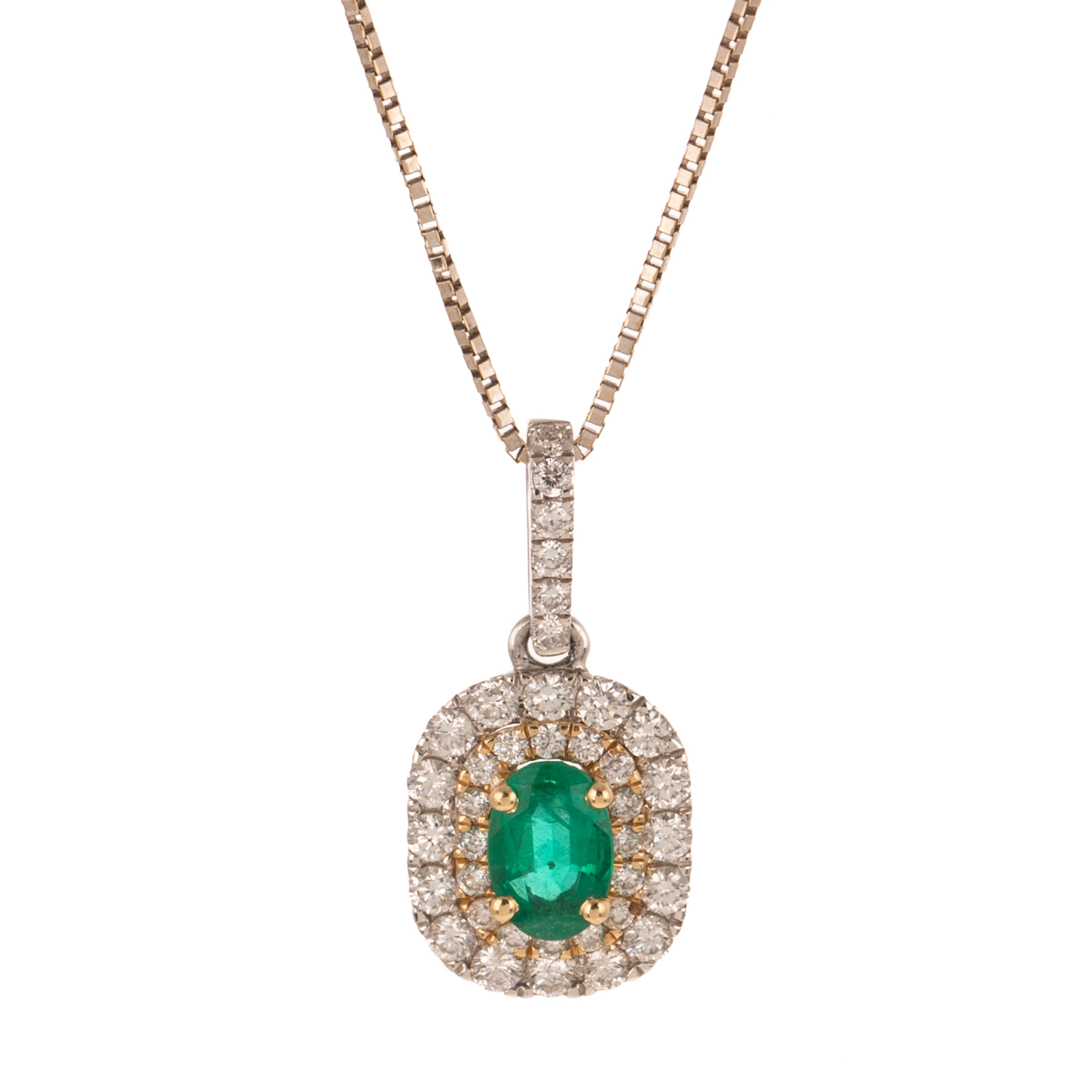 An Emerald & Diamond Pendant in 14K