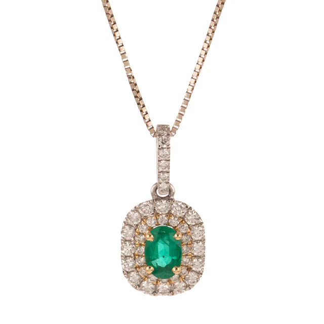 An Emerald & Diamond Pendant in 14K