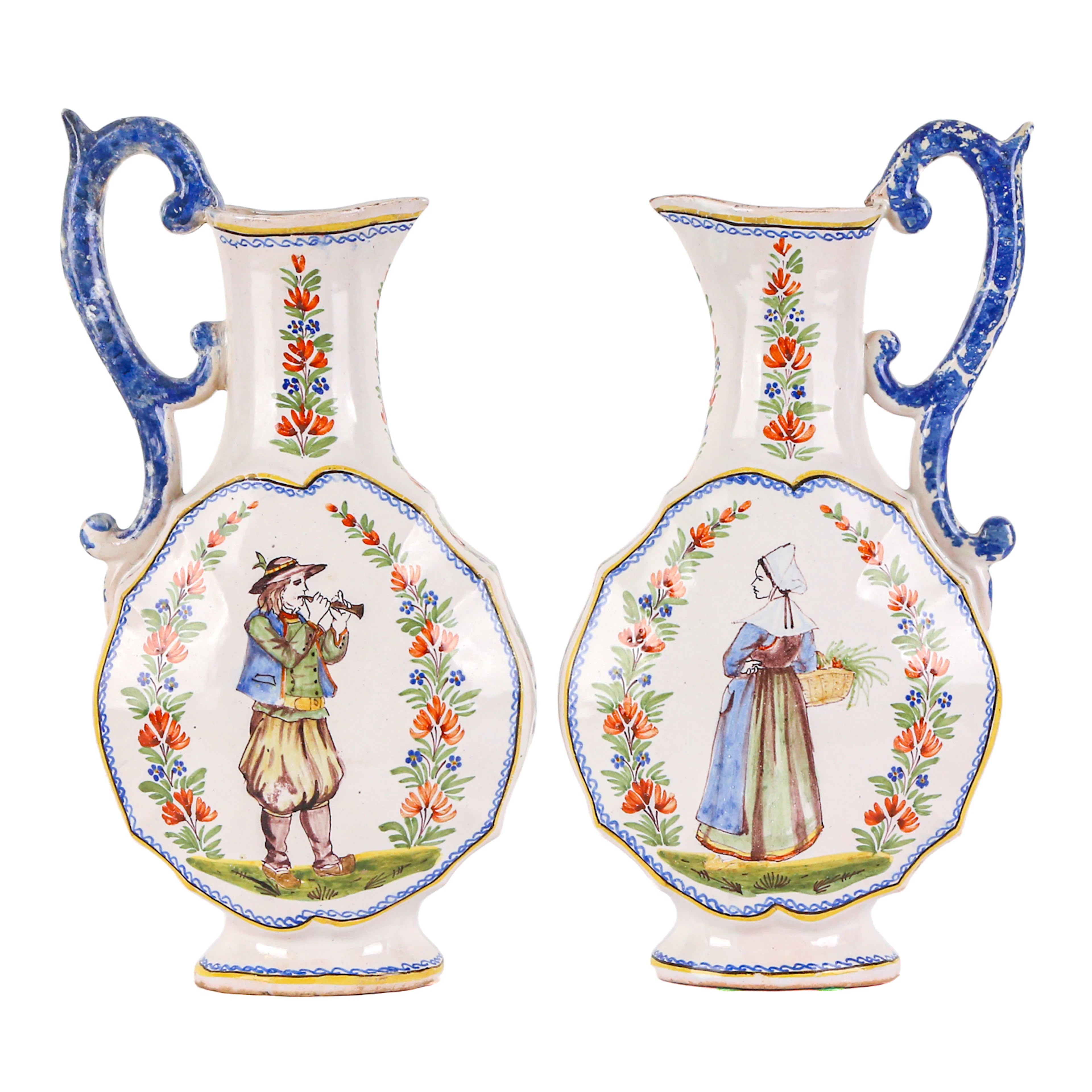 A Pair of Henriot Quimper Ewers