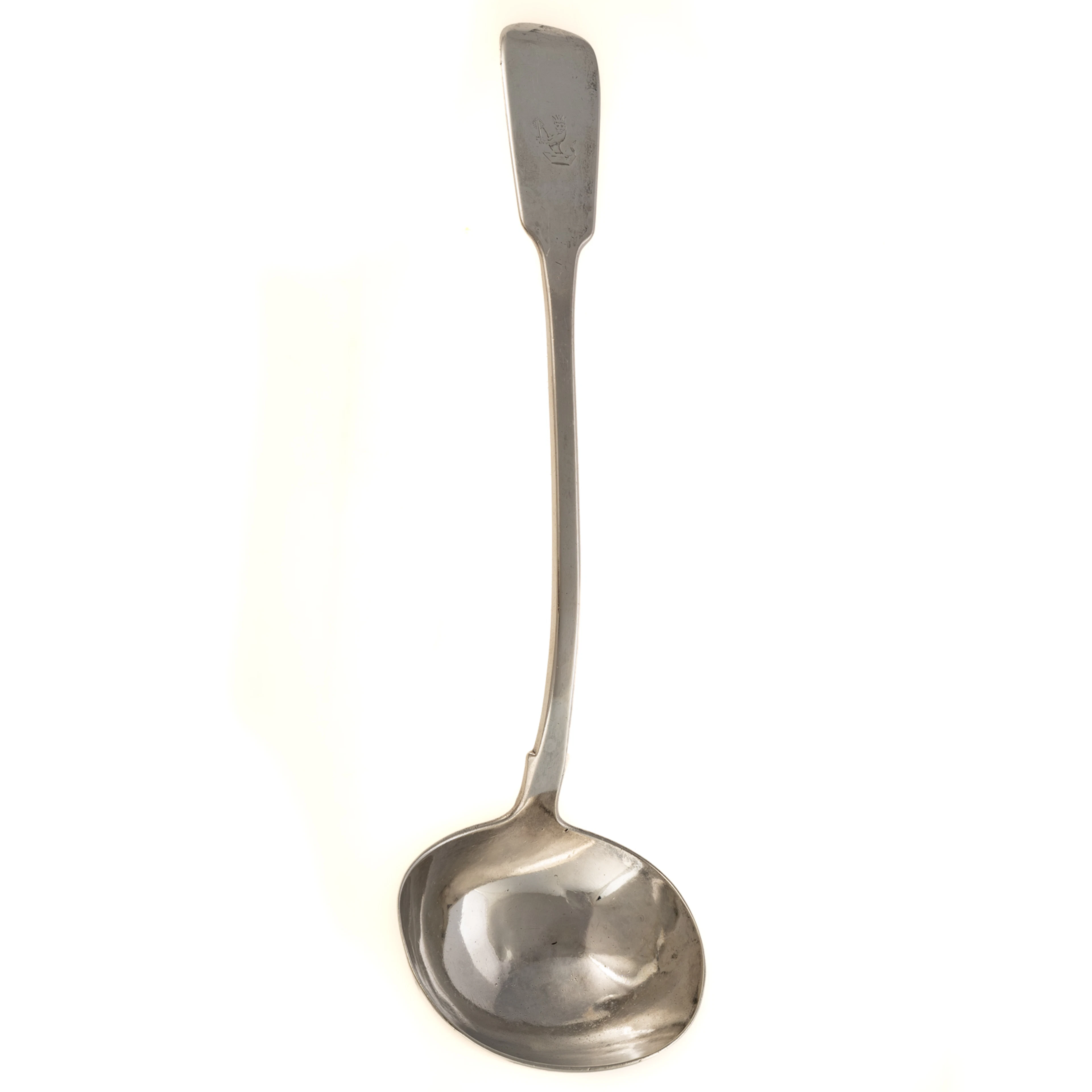 Irish Victorian Silver Armorial Soup Ladle