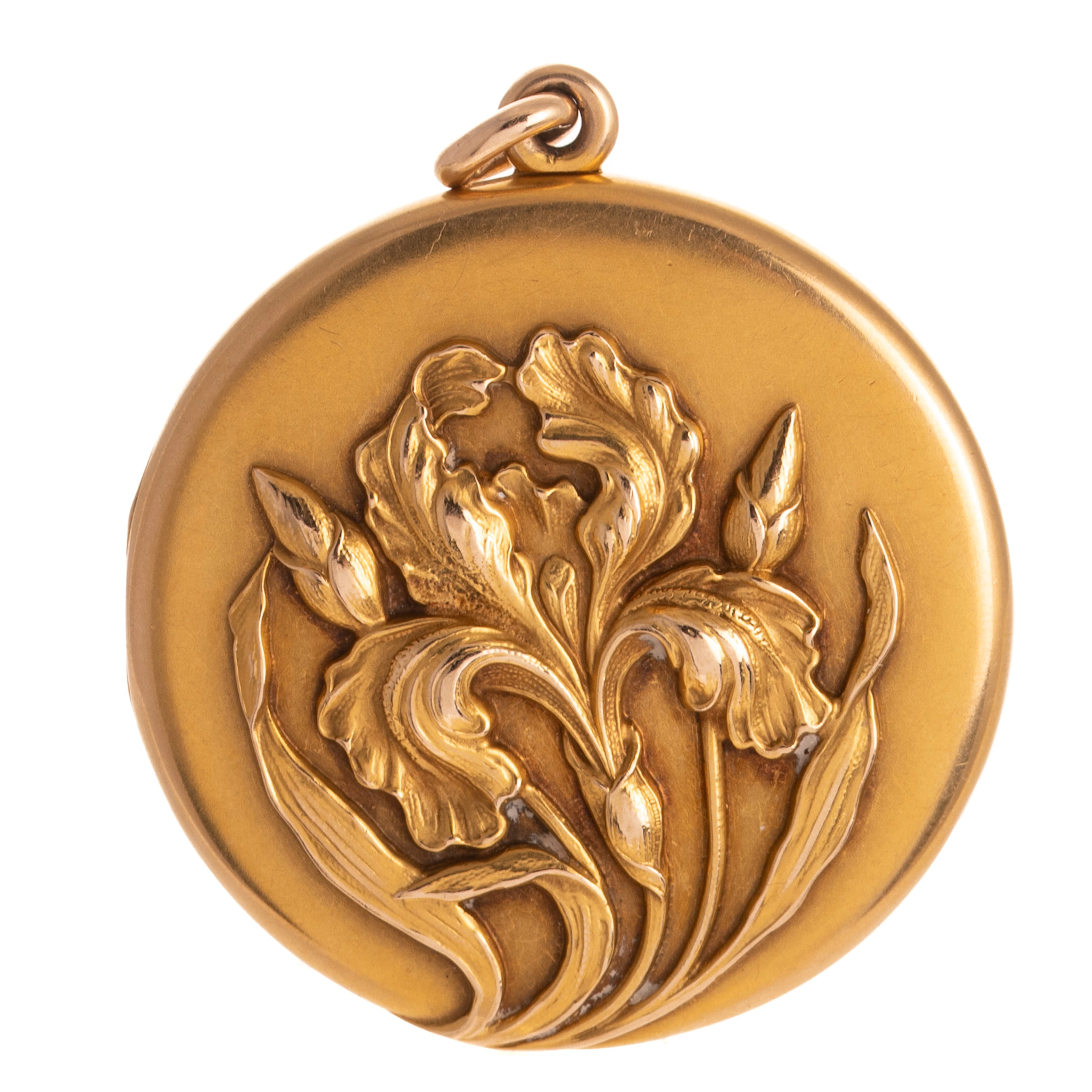 An Art Nouveau Iris Locket in 14K
