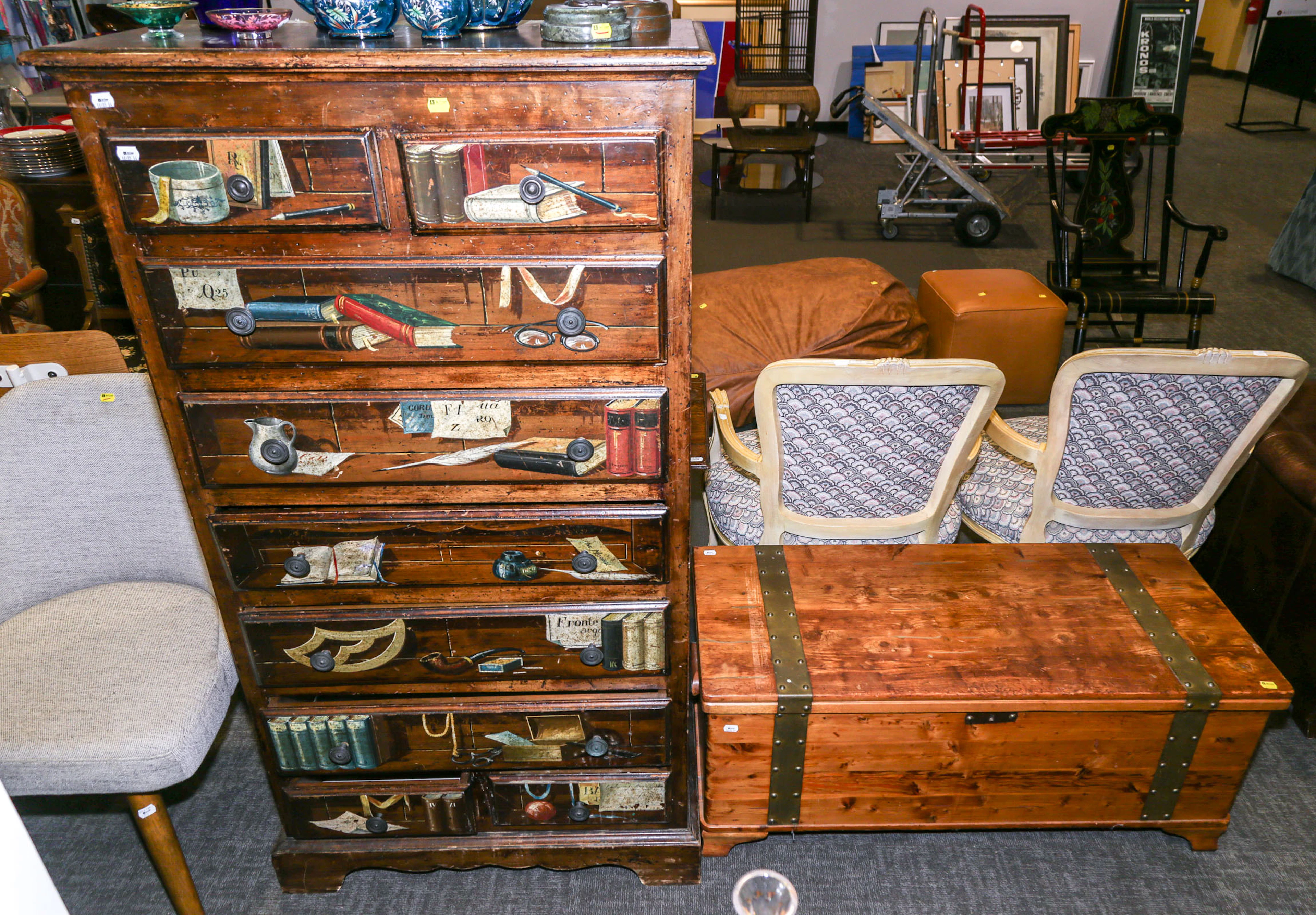 American Vernacular Style Painted Pine Tall Chest