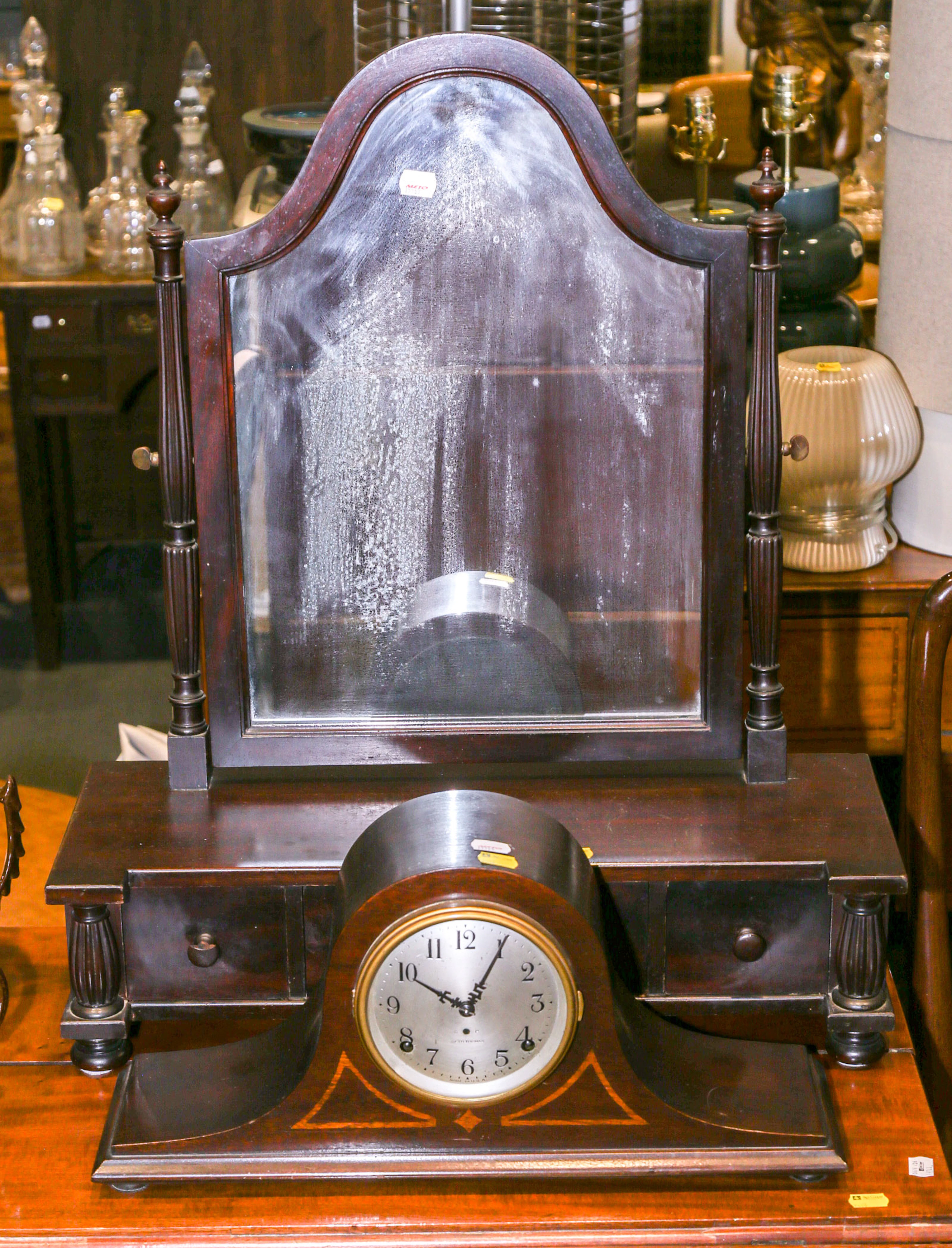 A Potthast Dressing Mirror & a Mantel Clock