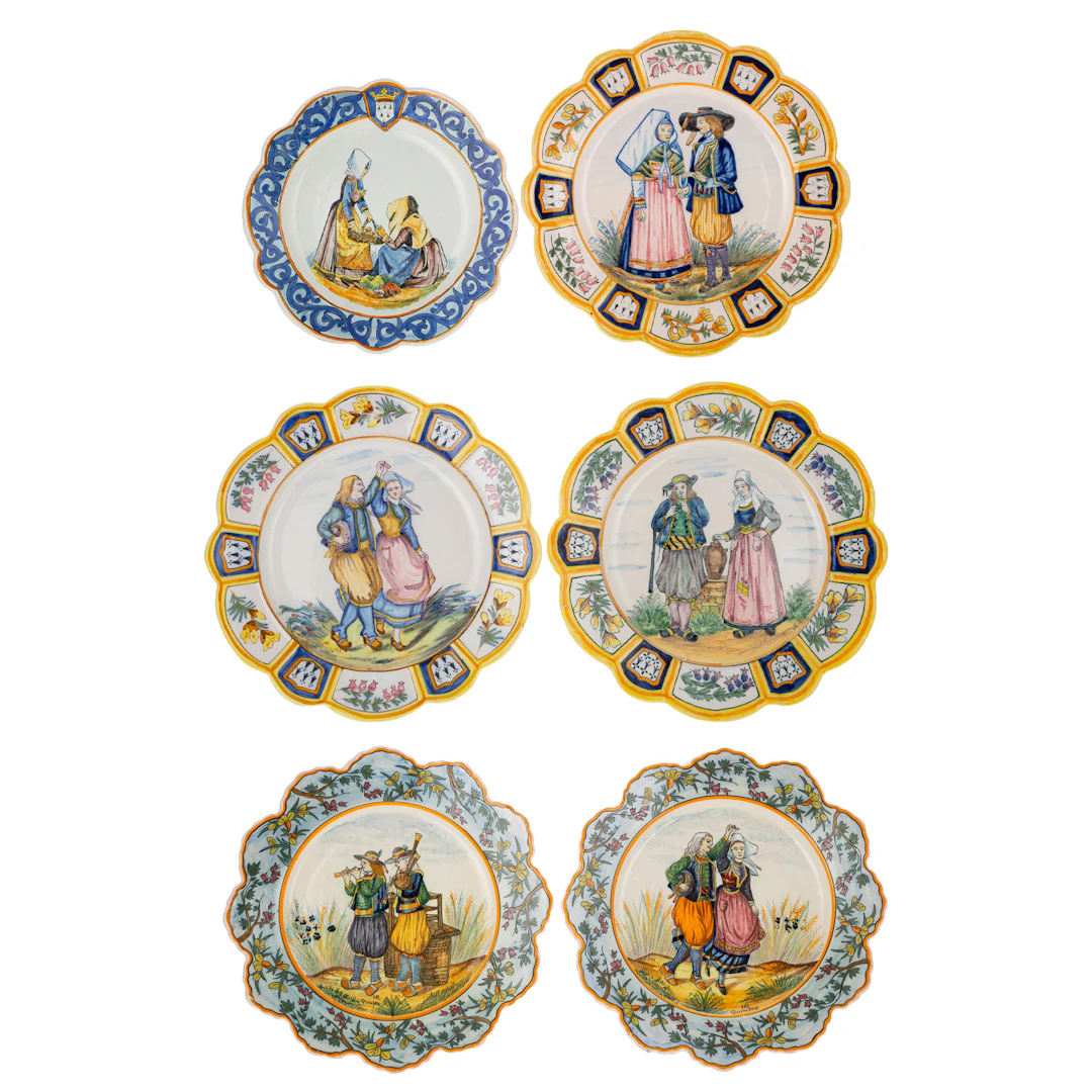Six Henriot Quimper Plates
