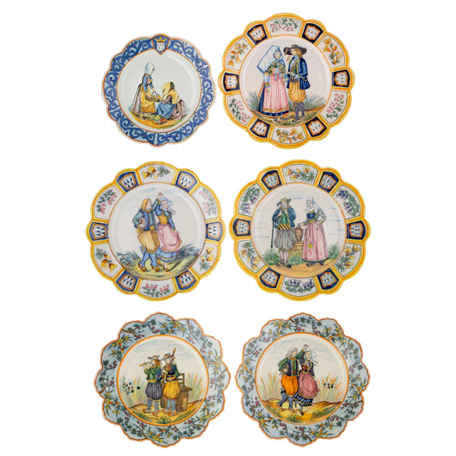 Six Henriot Quimper Plates