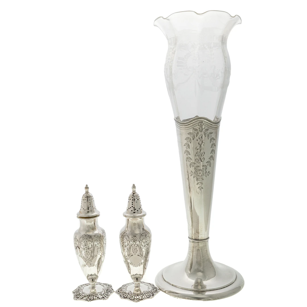 Three Pieces of Rococo-Style Sterling Tableware