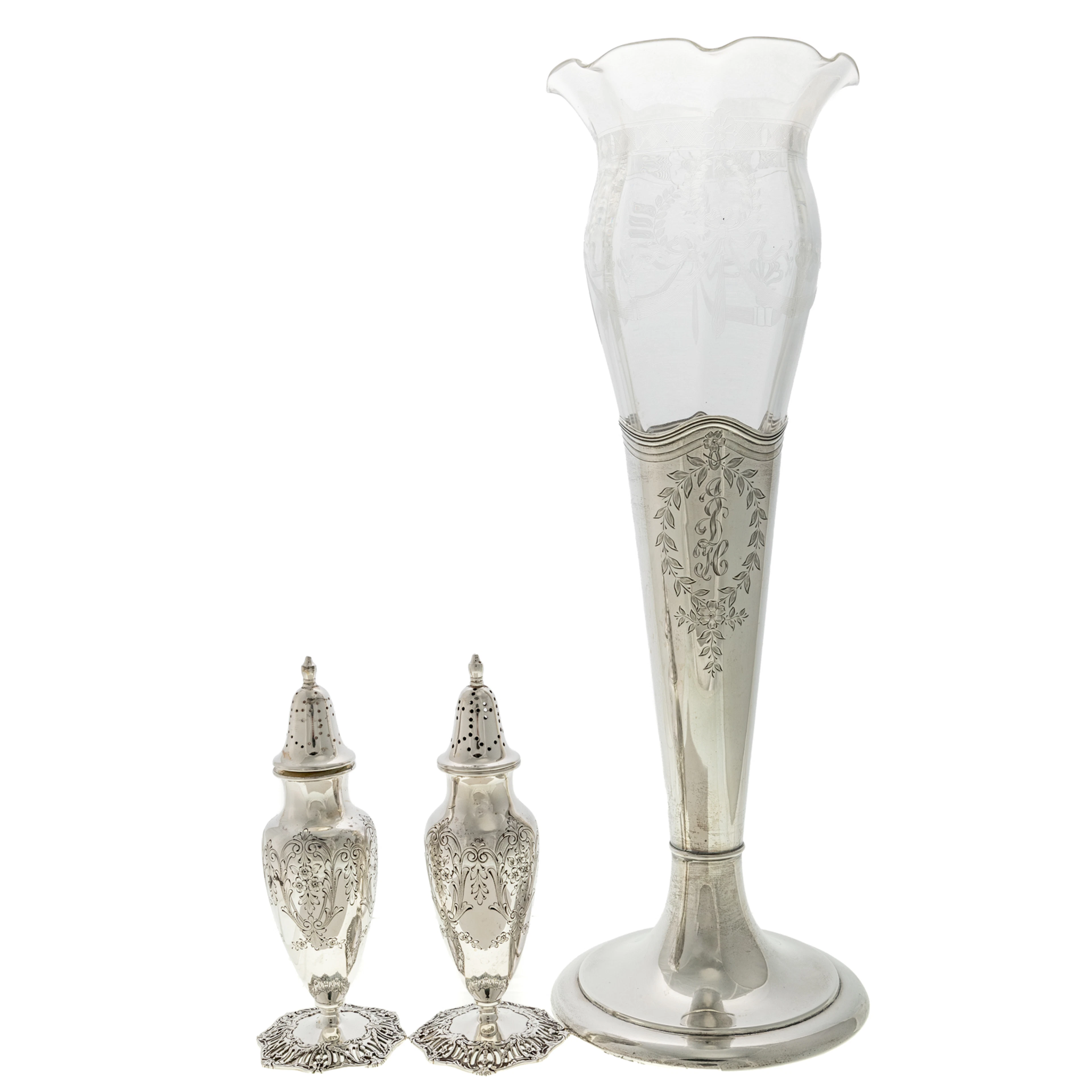 Three Pieces of Rococo-Style Sterling Tableware