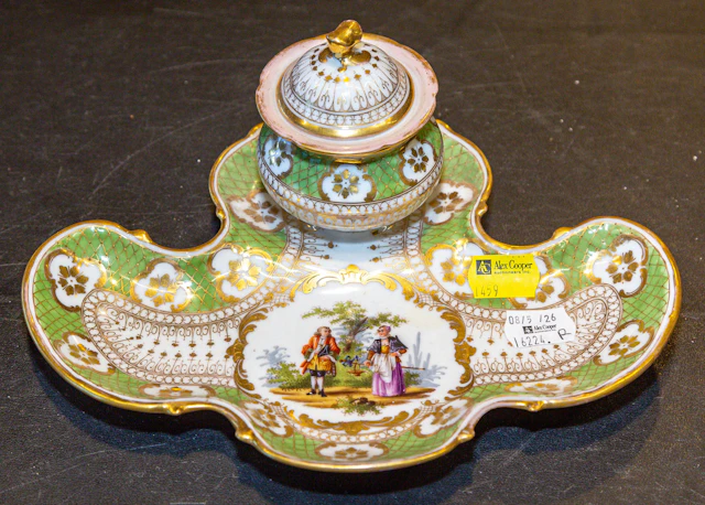 A Richard Klemm Painted & Gilt Porcelain Ink Stand