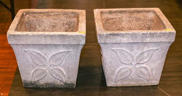 A Pair of Cast Concrete Jardinieres