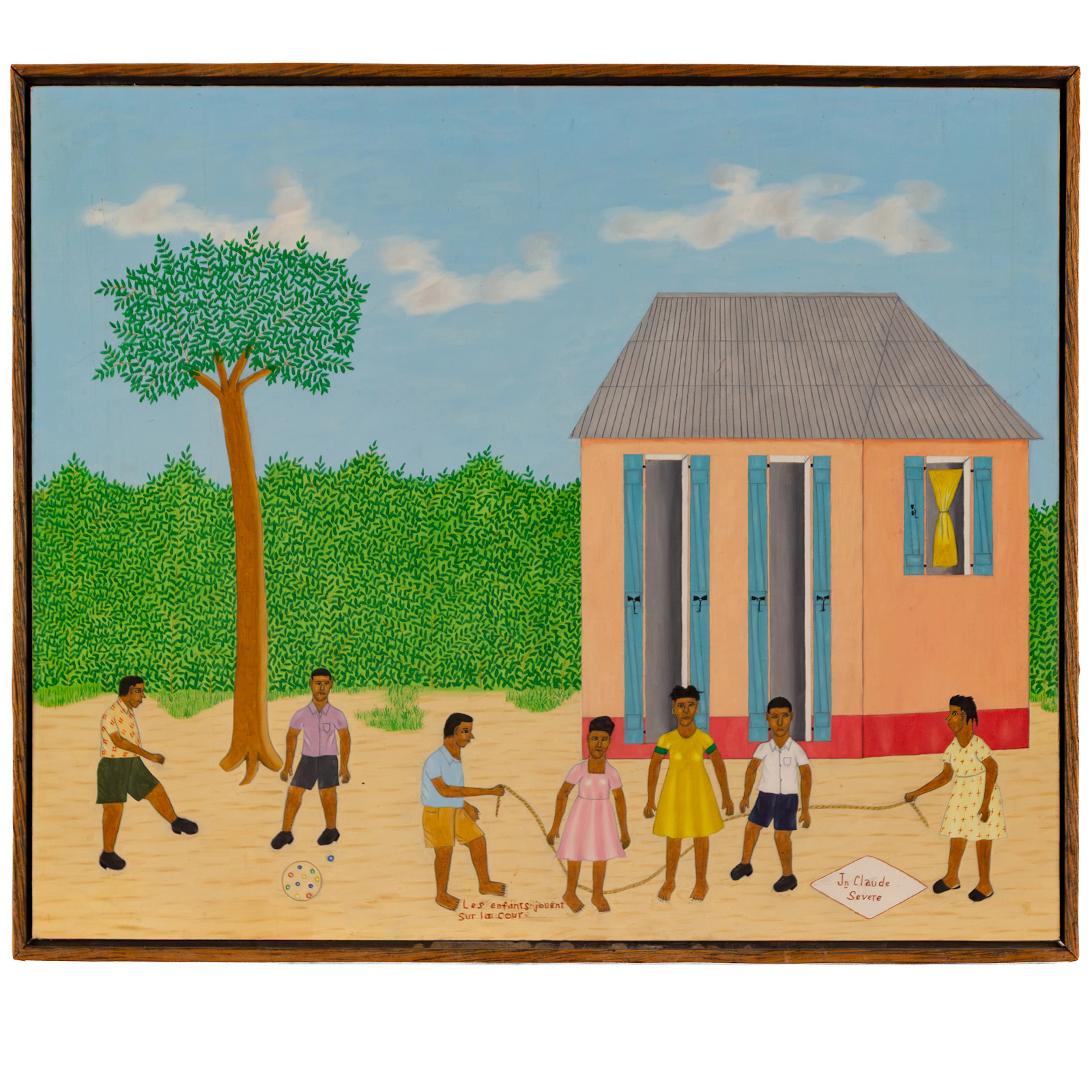 Jean Claude Severe. "Les Enfants Jovent Sur la Cour," acrylic